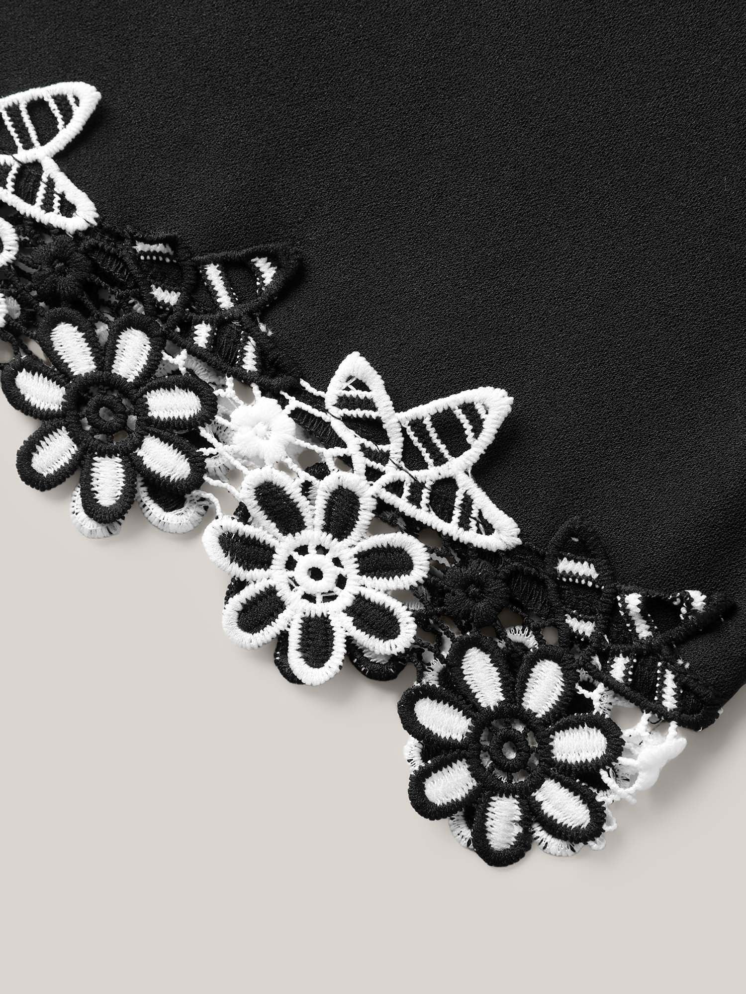 Floral Lace Hem Wide-Leg Pants - Image 8