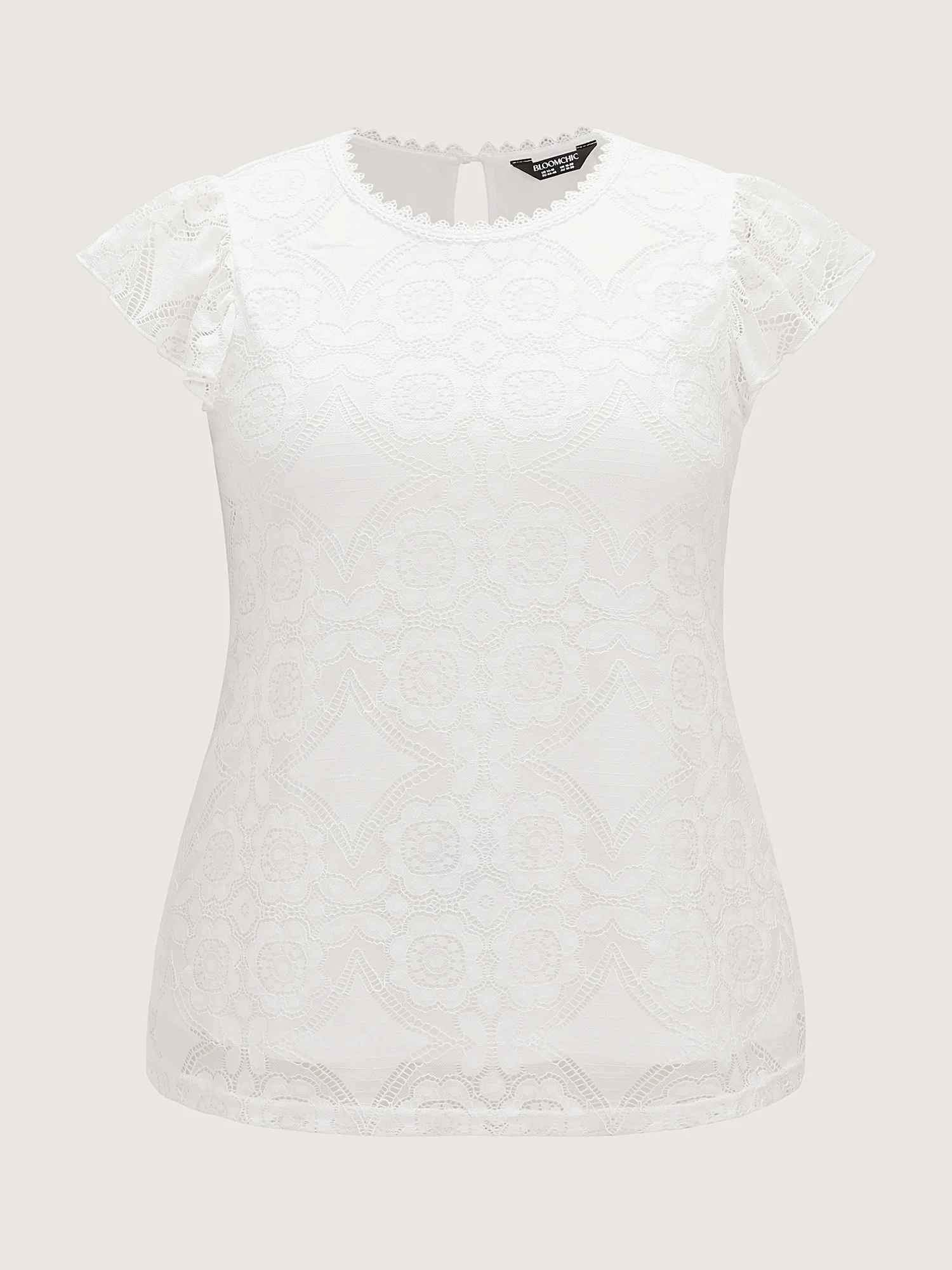 Floral Lace Knit Crew Neck Top - Image 7