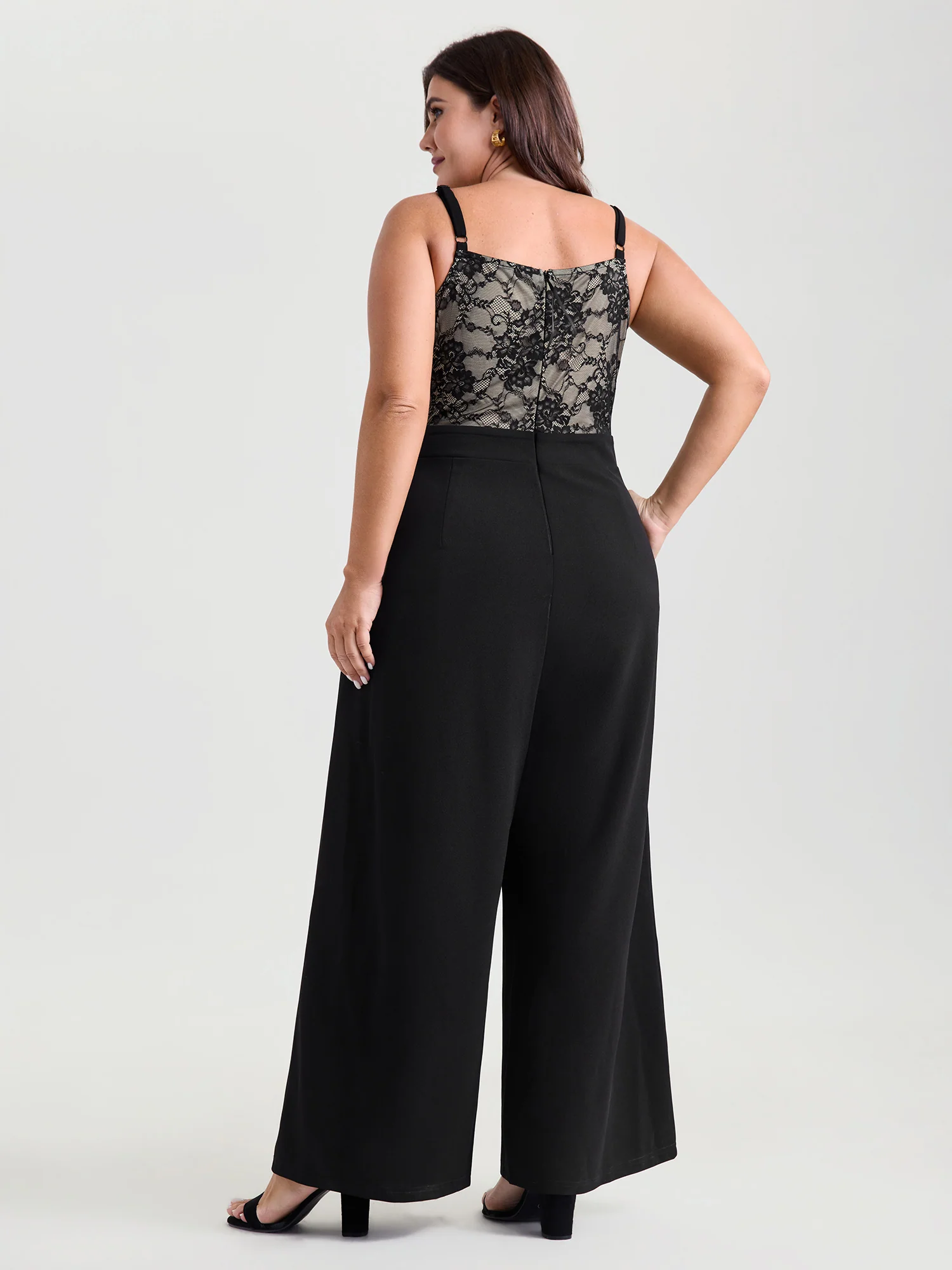 Floral Lace Lined Color Contrast Jumpsuit - Image 4