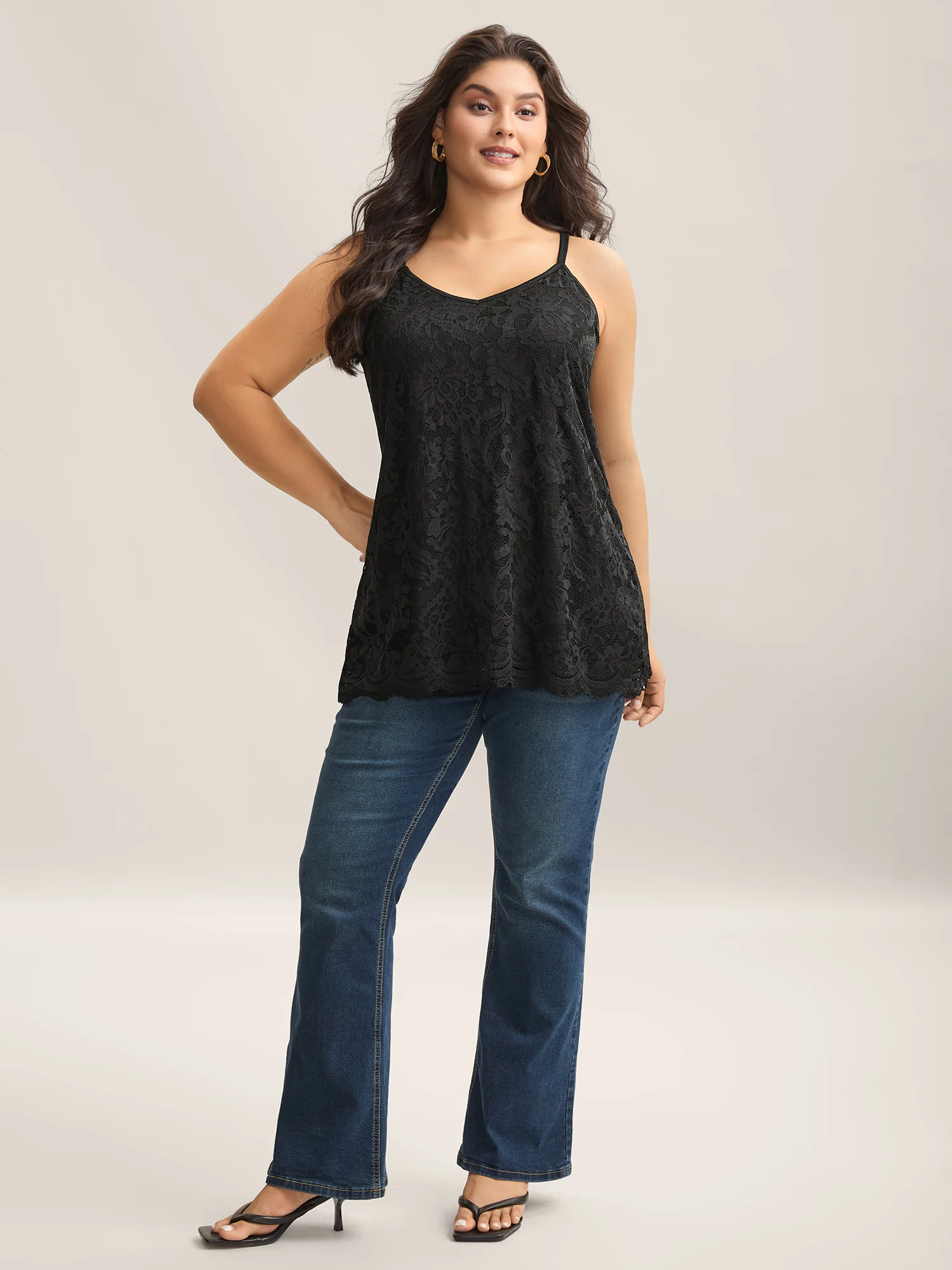 Floral Lace Lined Tank Top - Image 3