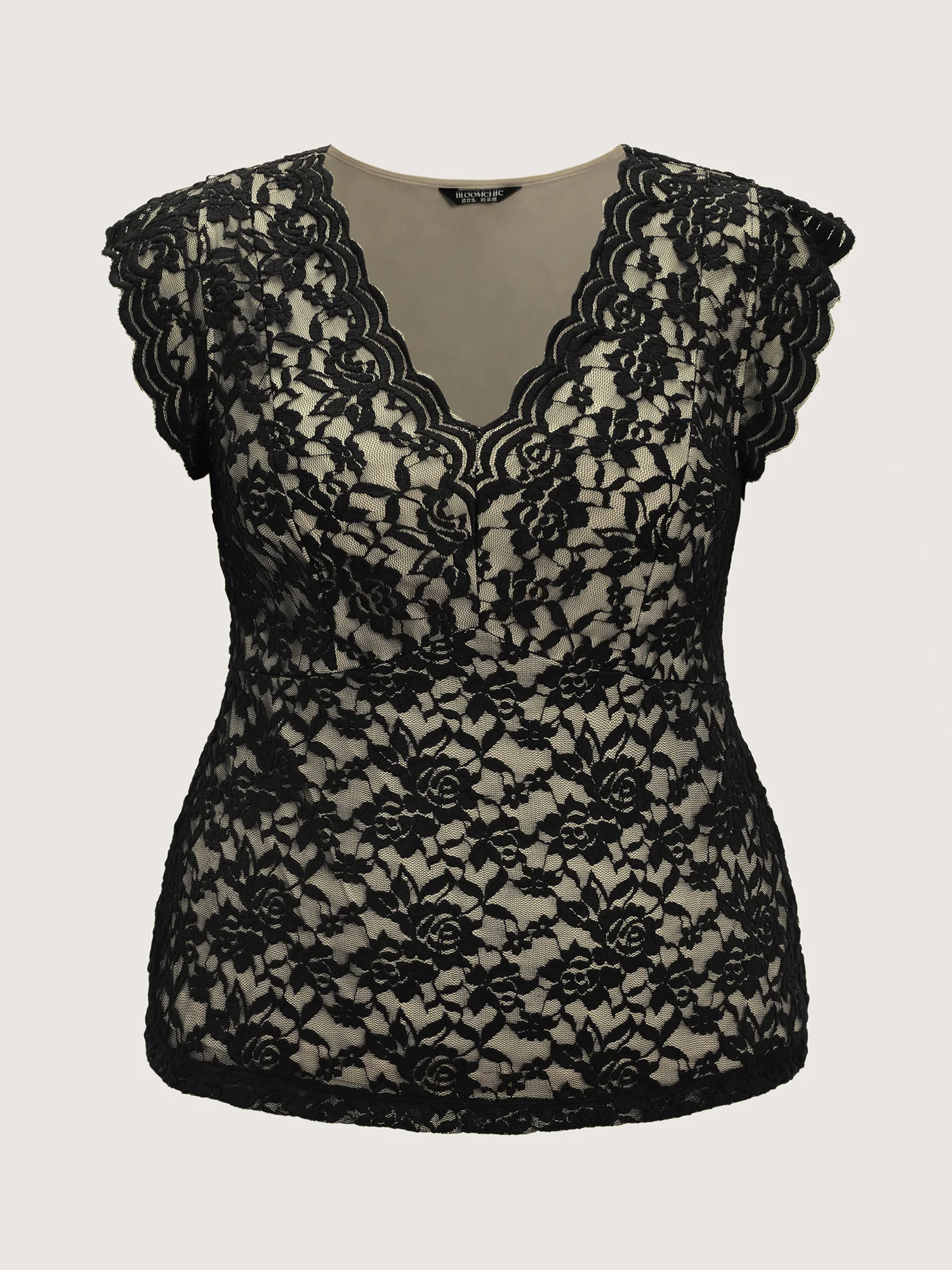 Floral Lace Mesh V-Neck Top - Image 7