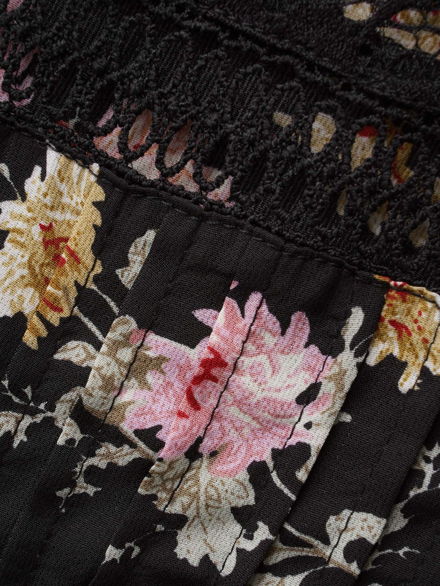 Floral Lace Panel Lantern Sleeve Blouse - Image 6