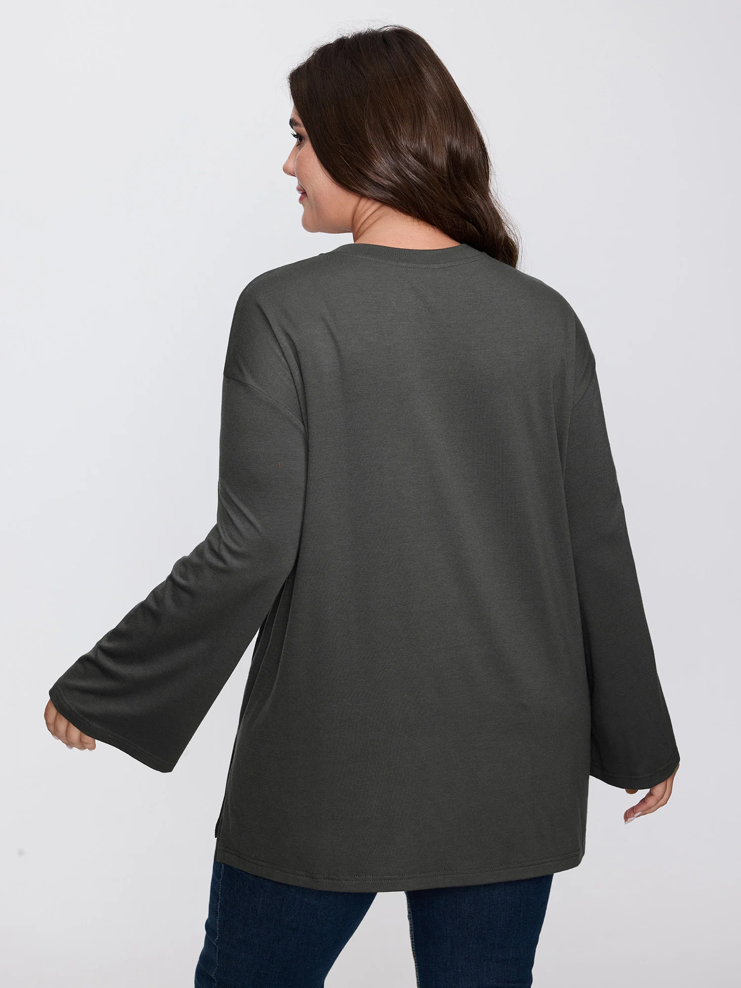 Floral Lace Pattern Round Neck T-Shirt - Image 4