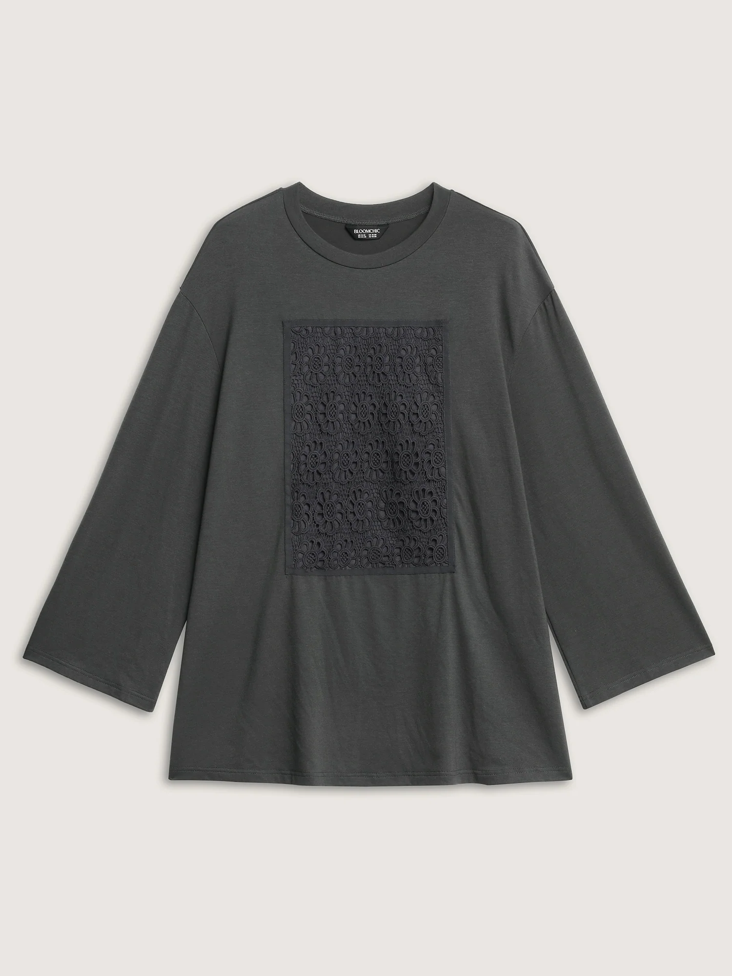 Floral Lace Pattern Round Neck T-Shirt - Image 7