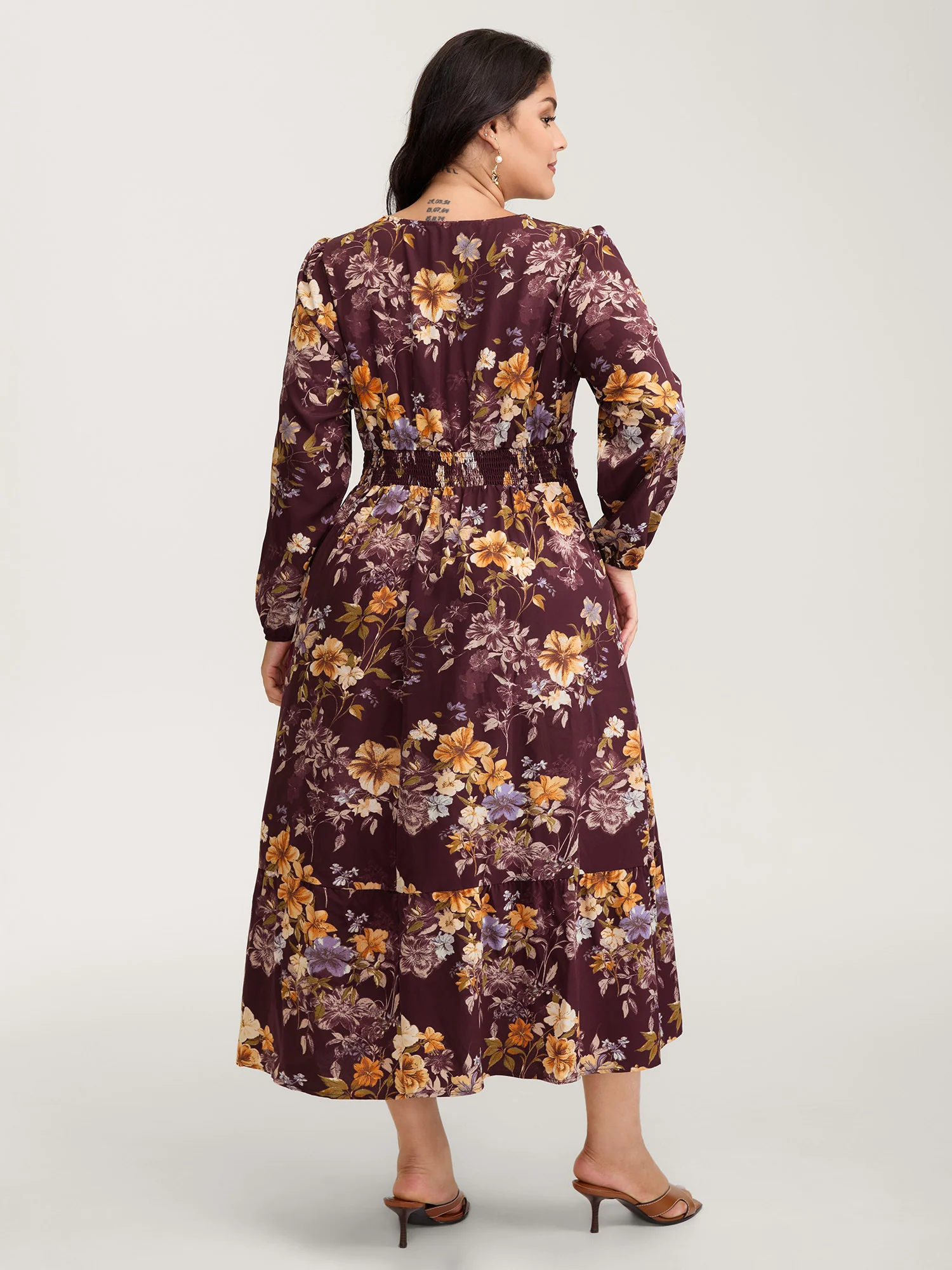 Floral Lace Print Pockets Maxi Dress - Image 4