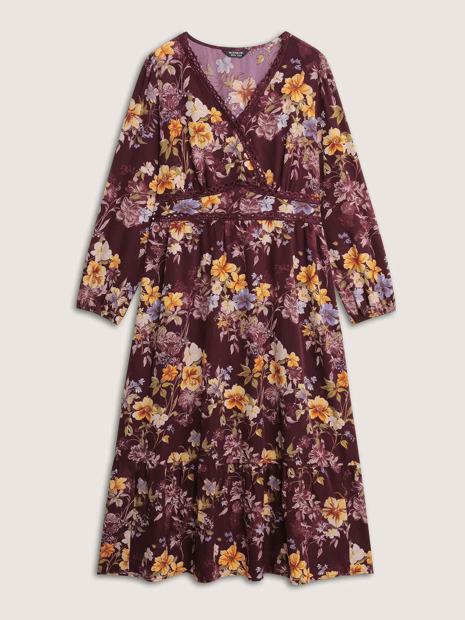 Floral Lace Print Pockets Maxi Dress - Image 8