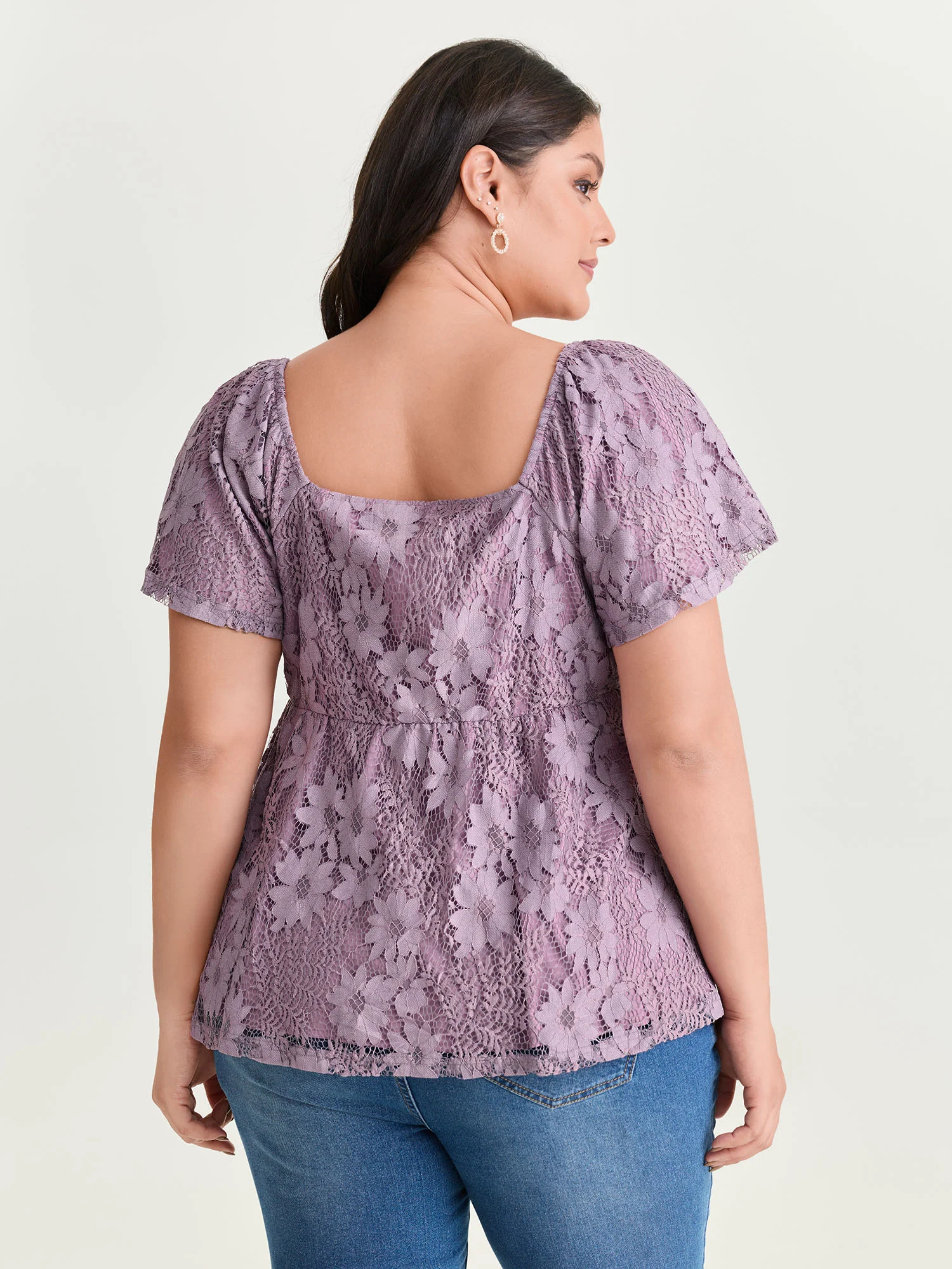 Floral Lace Ruched Fit And Flare Blouse - Image 4