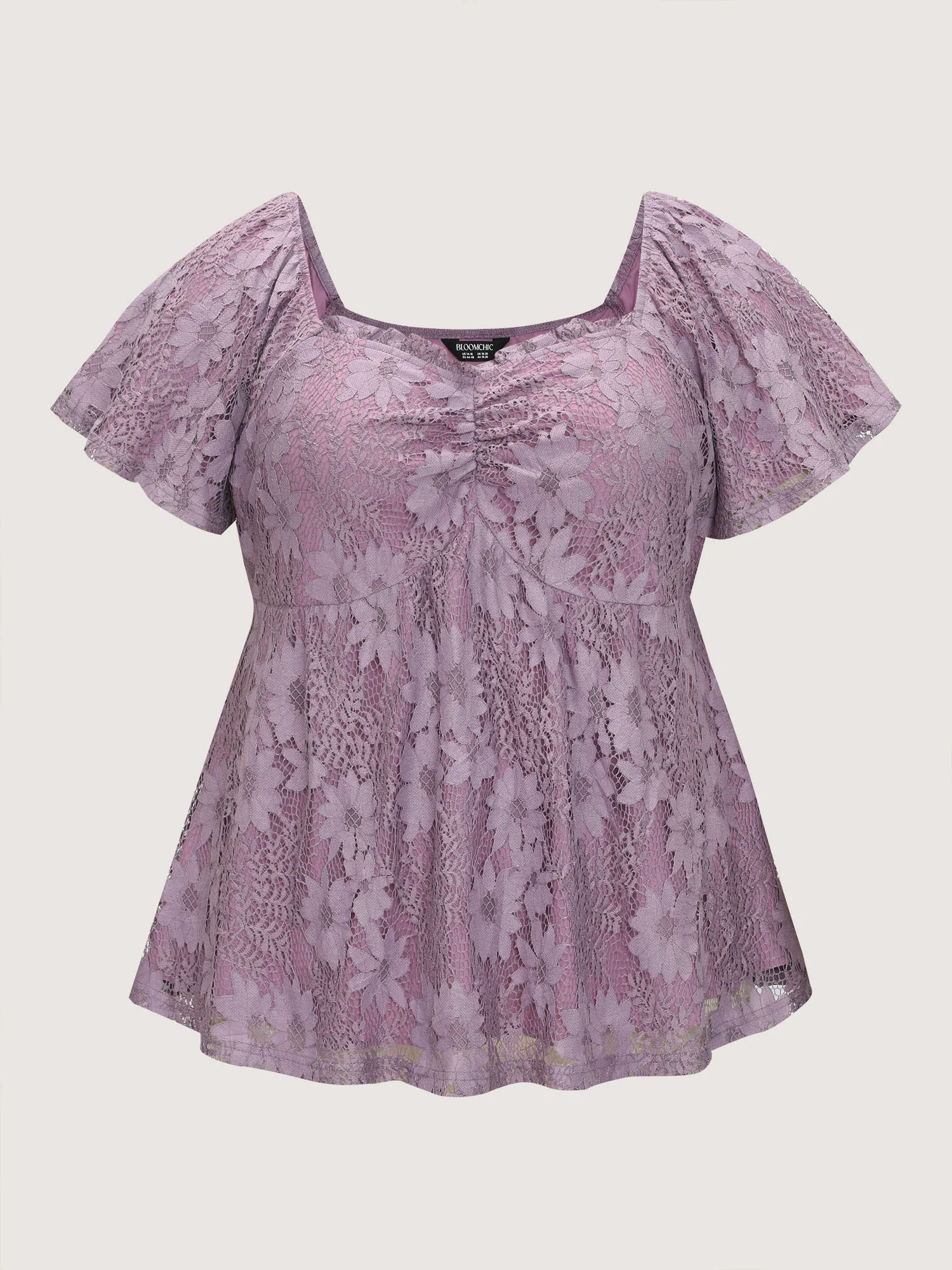 Floral Lace Ruched Fit And Flare Blouse - Image 7
