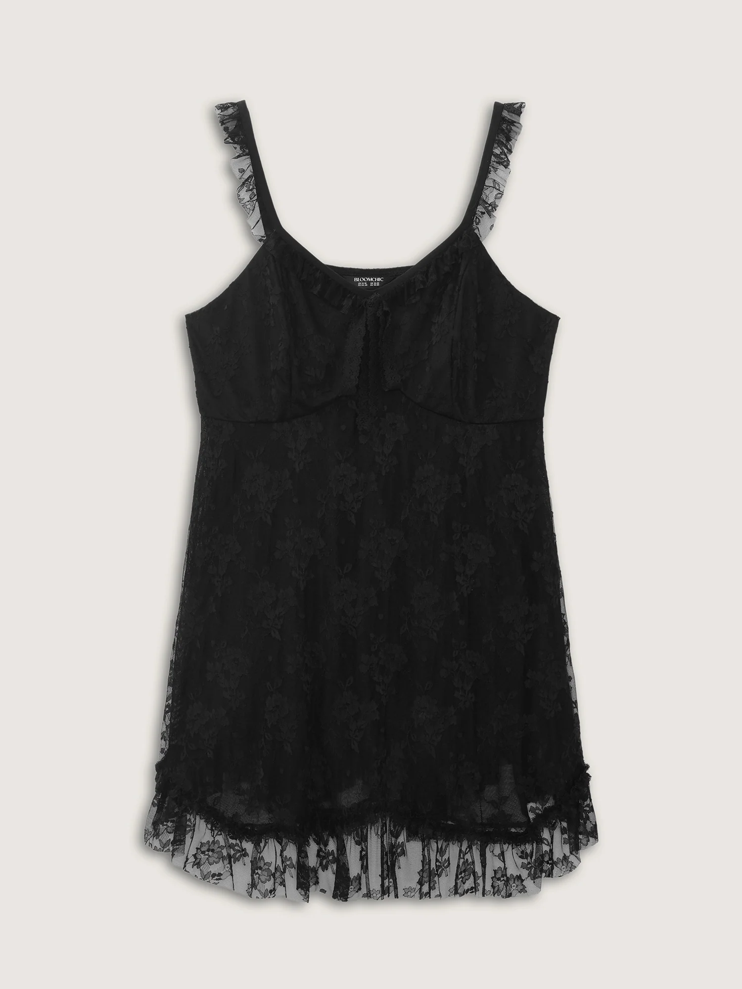 Floral Lace Ruffled Straps Lined Nightgown - Image 5