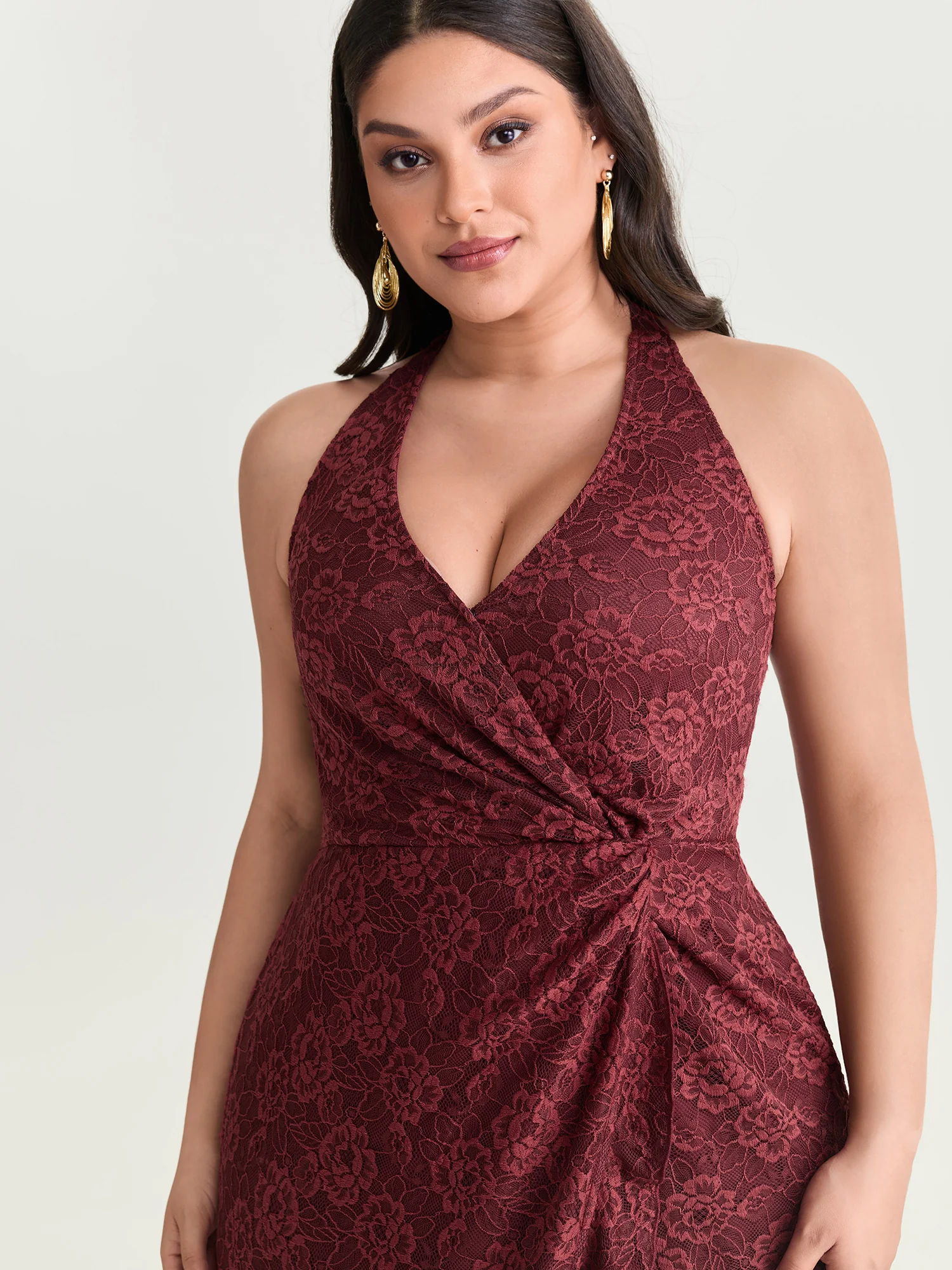 Floral Lace Ruffled Wrap Hem Midi Dress - Image 2