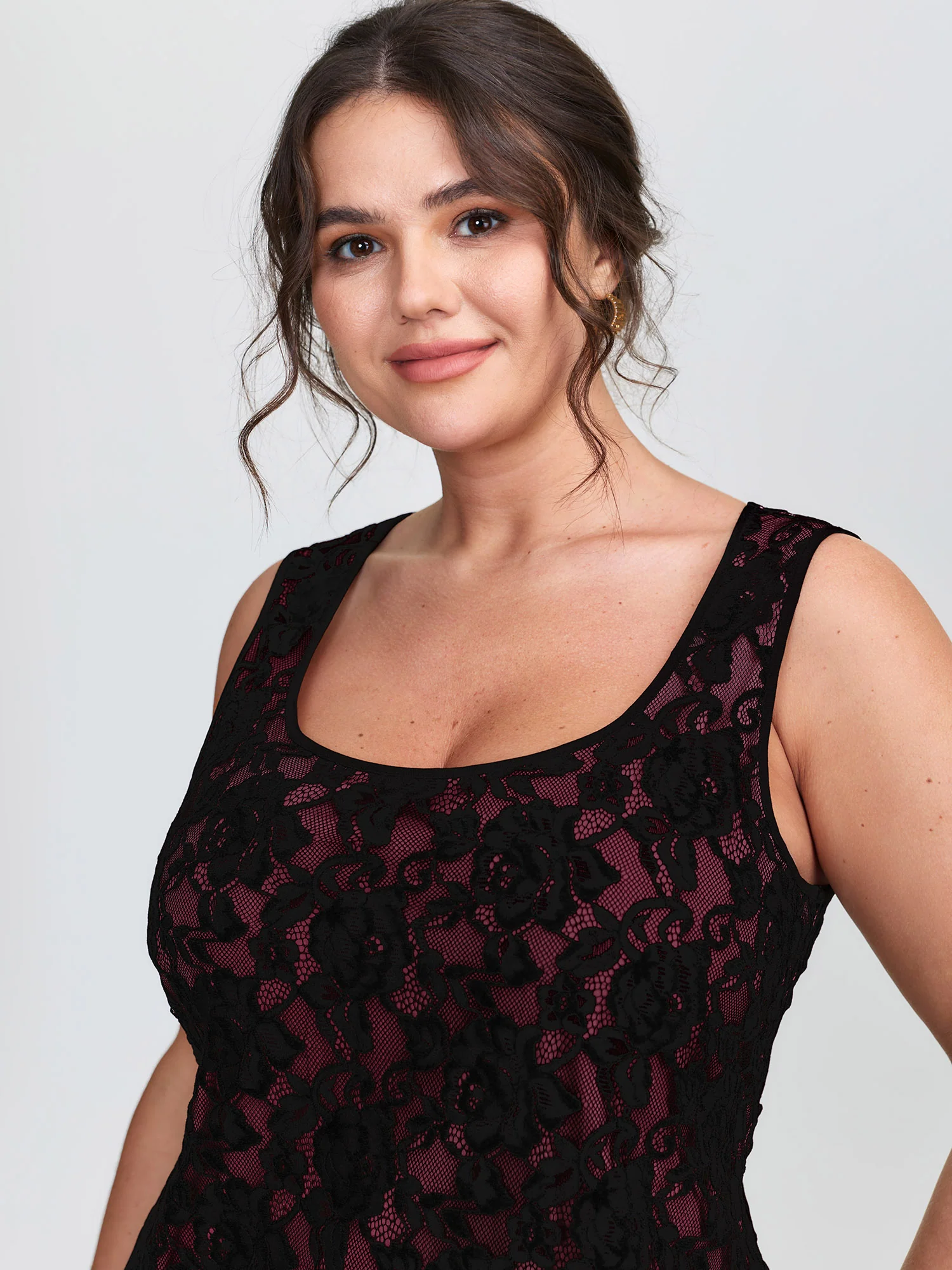 Floral Lace Scoop Neck Tank Top - Image 2