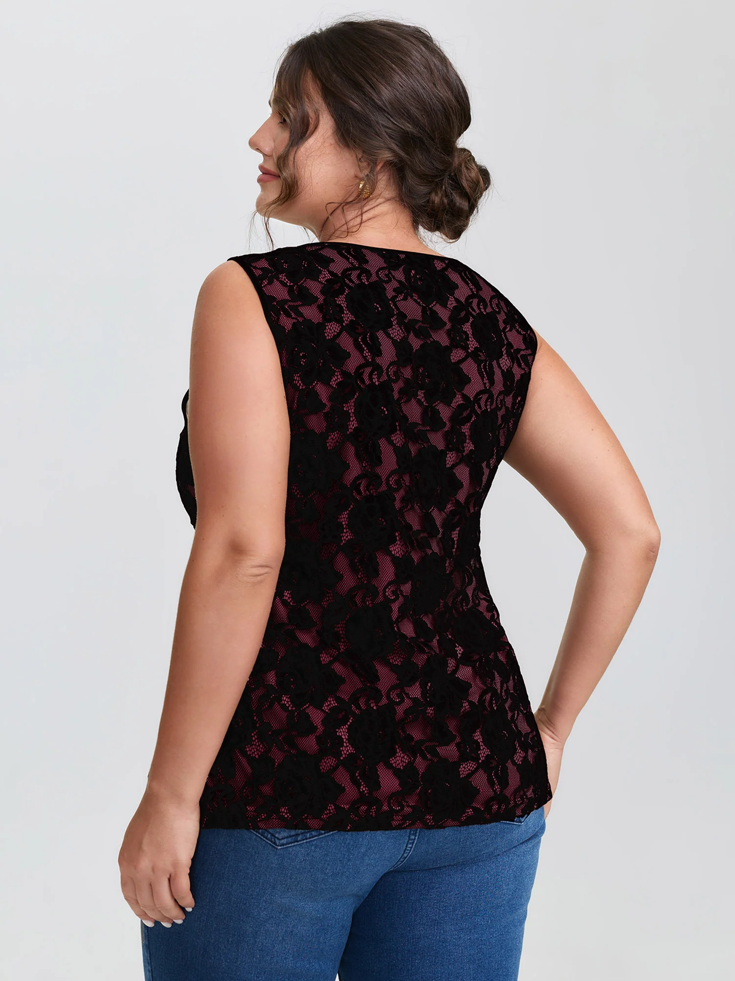 Floral Lace Scoop Neck Tank Top - Image 4