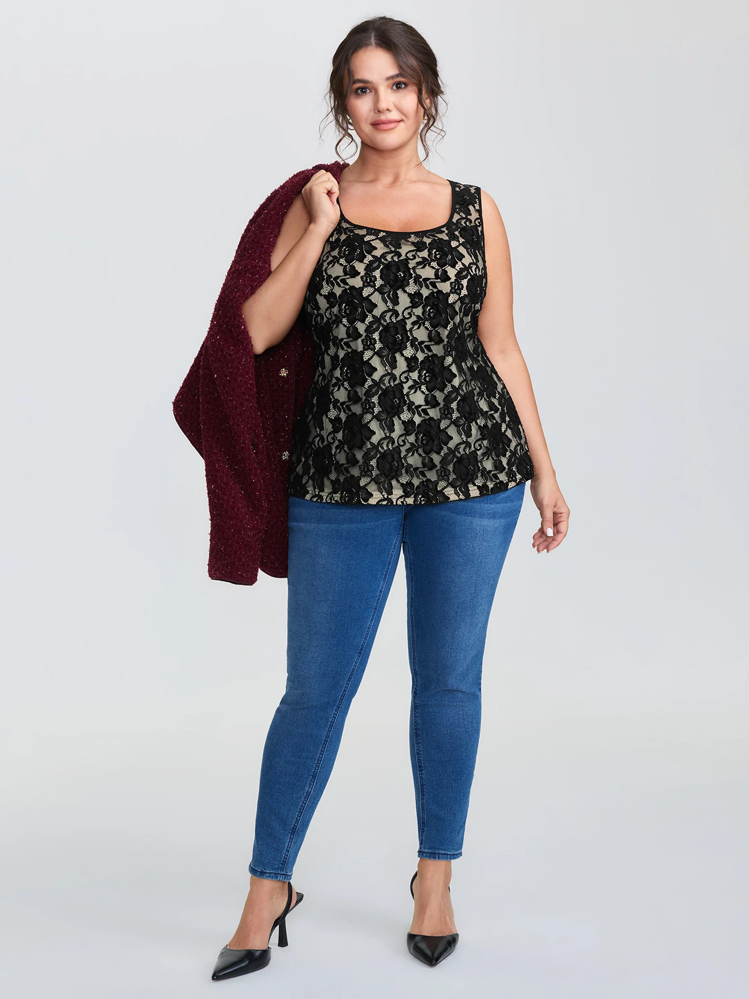 Floral Lace Scoop Neck Tank Top - Image 7
