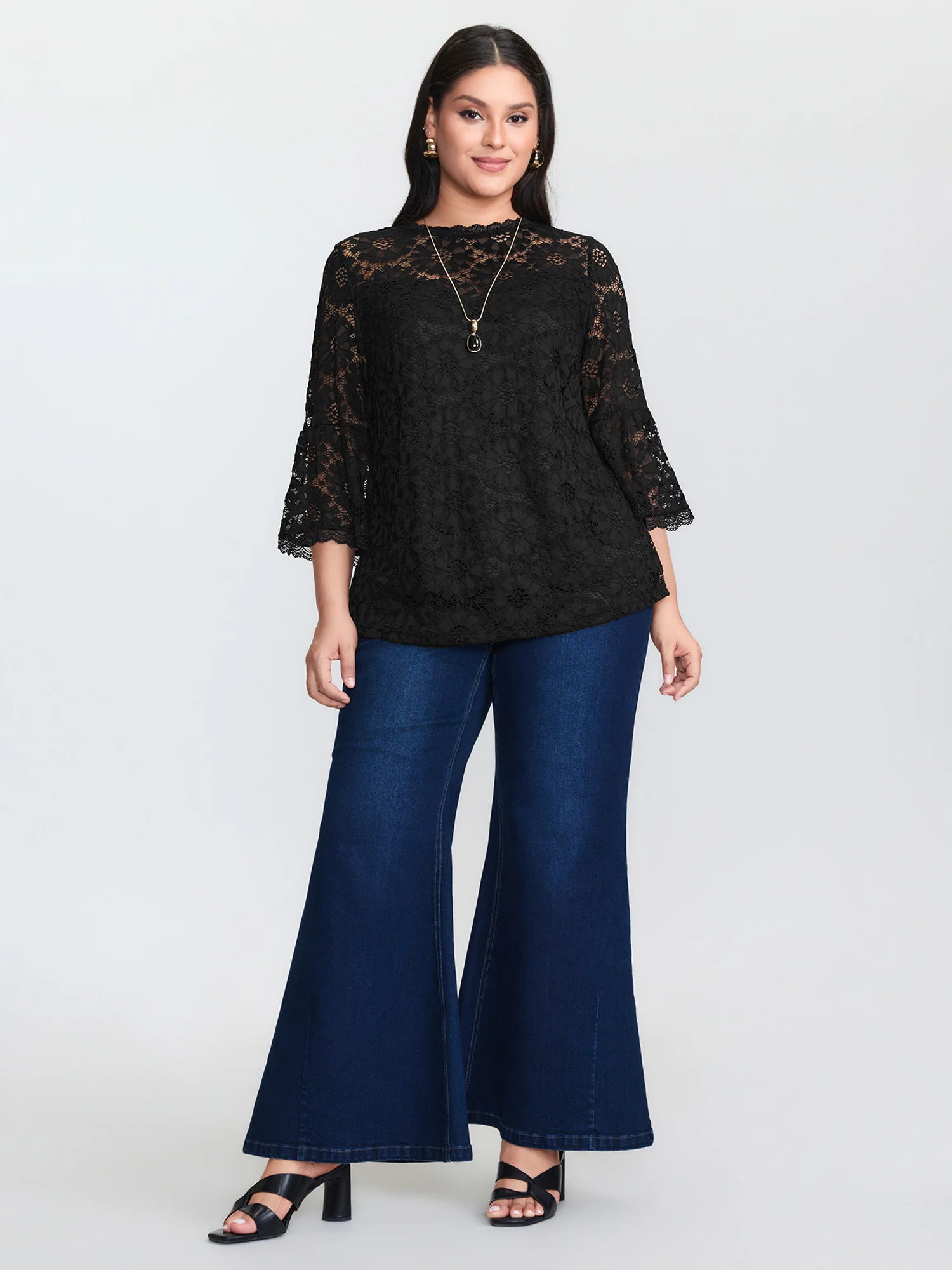 Floral Lace Sheer Fringe Knit Top - Image 3