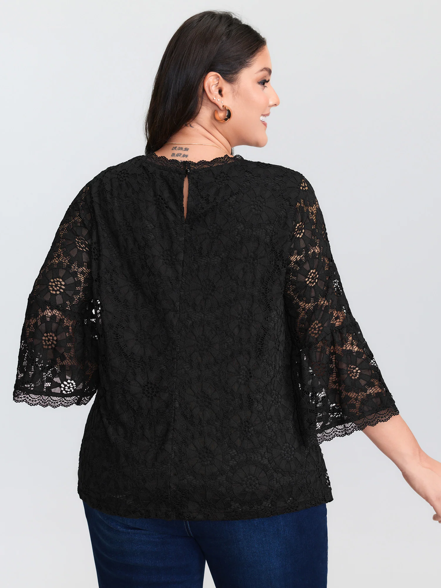 Floral Lace Sheer Fringe Knit Top - Image 4