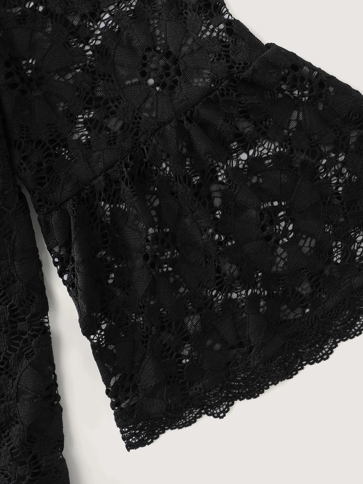 Floral Lace Sheer Fringe Knit Top - Image 5