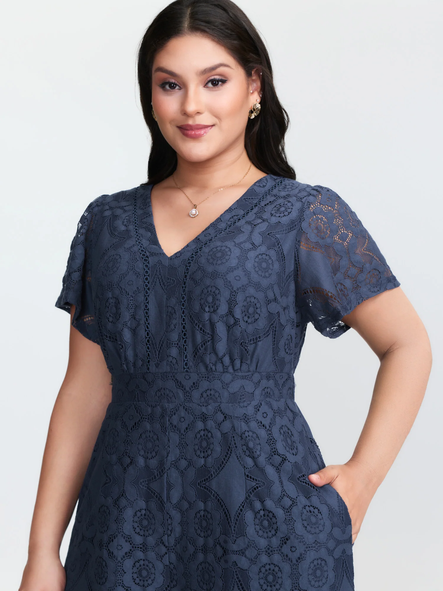 Floral Lace Sheer Stretchy Waist Jumpsuit - Image 2