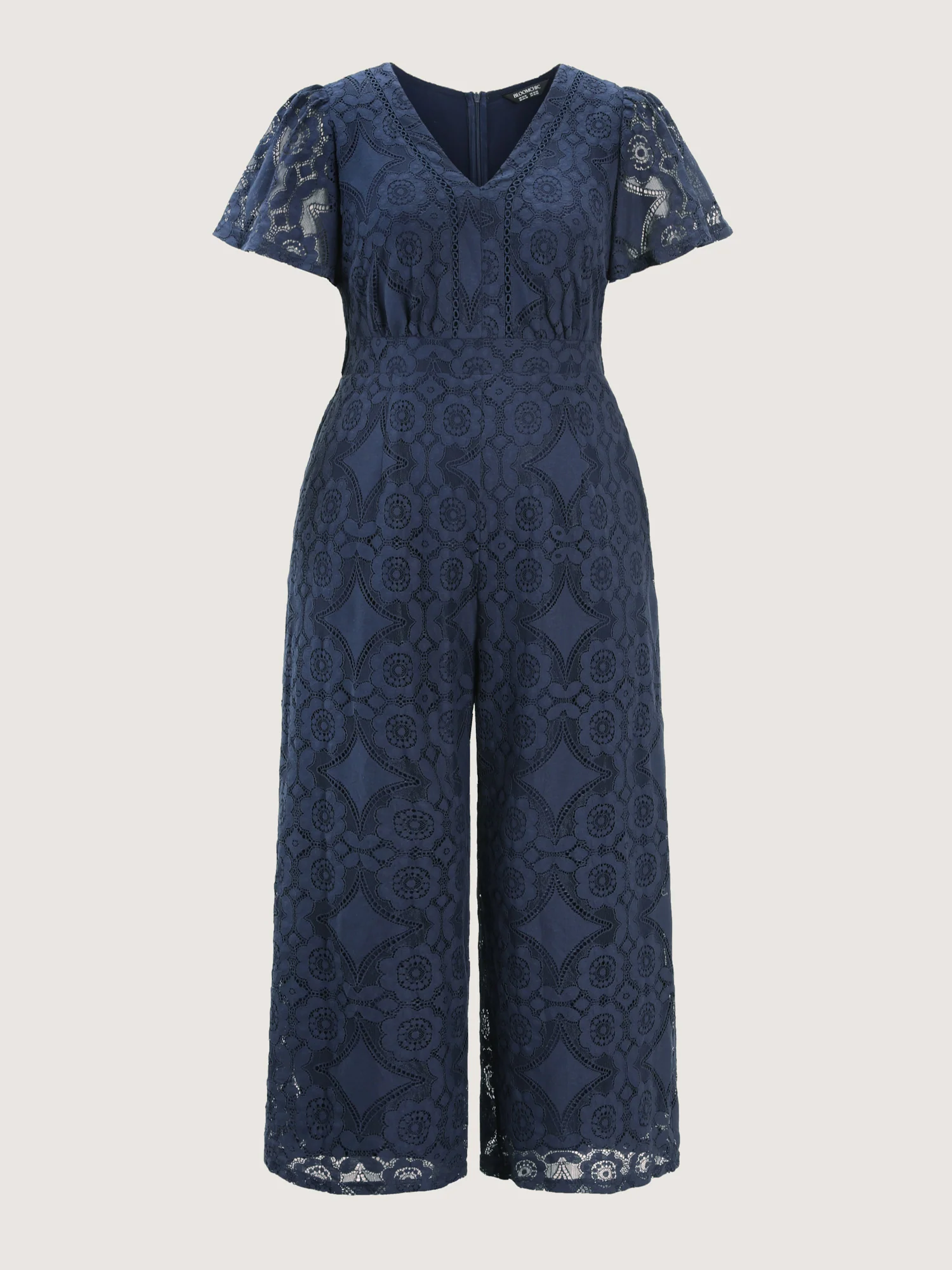Floral Lace Sheer Stretchy Waist Jumpsuit - Image 8