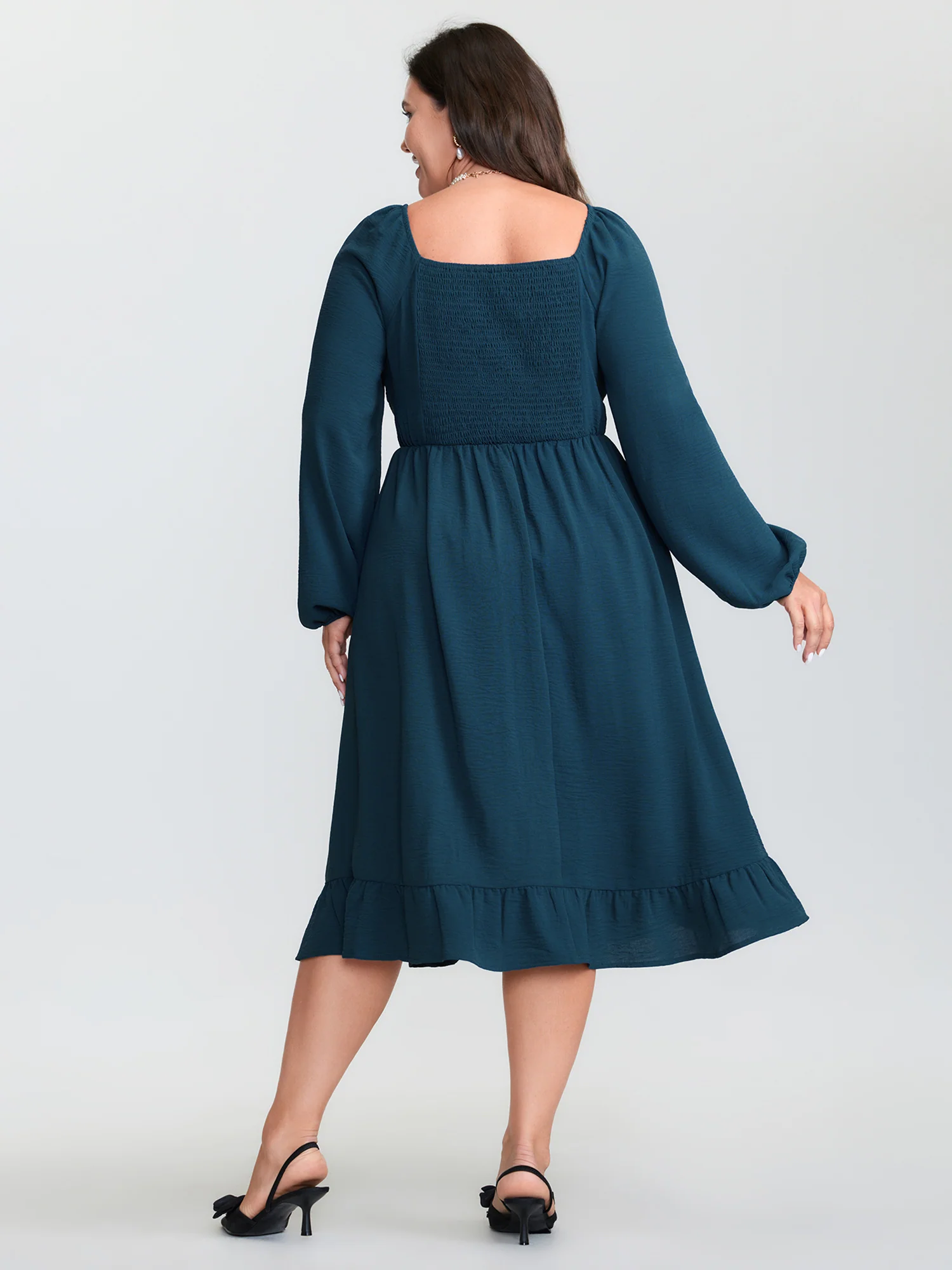 Floral Lace Sweetheart Neckline Midi Dress - Image 4