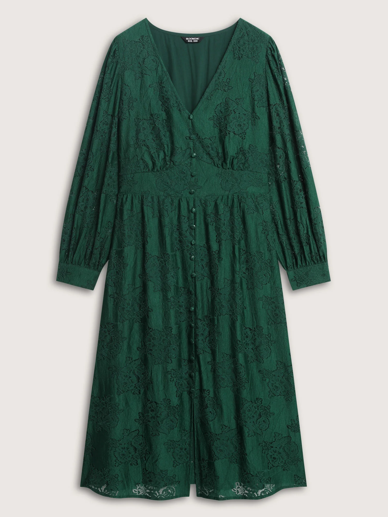 Floral Lace Triangular Cinched-Waist Midi Dress - Image 7
