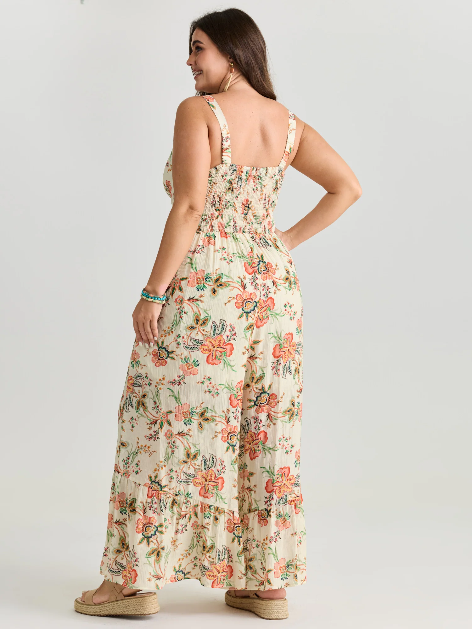Floral Lace Trim Cinched-Waist Jumpsuit - Image 4