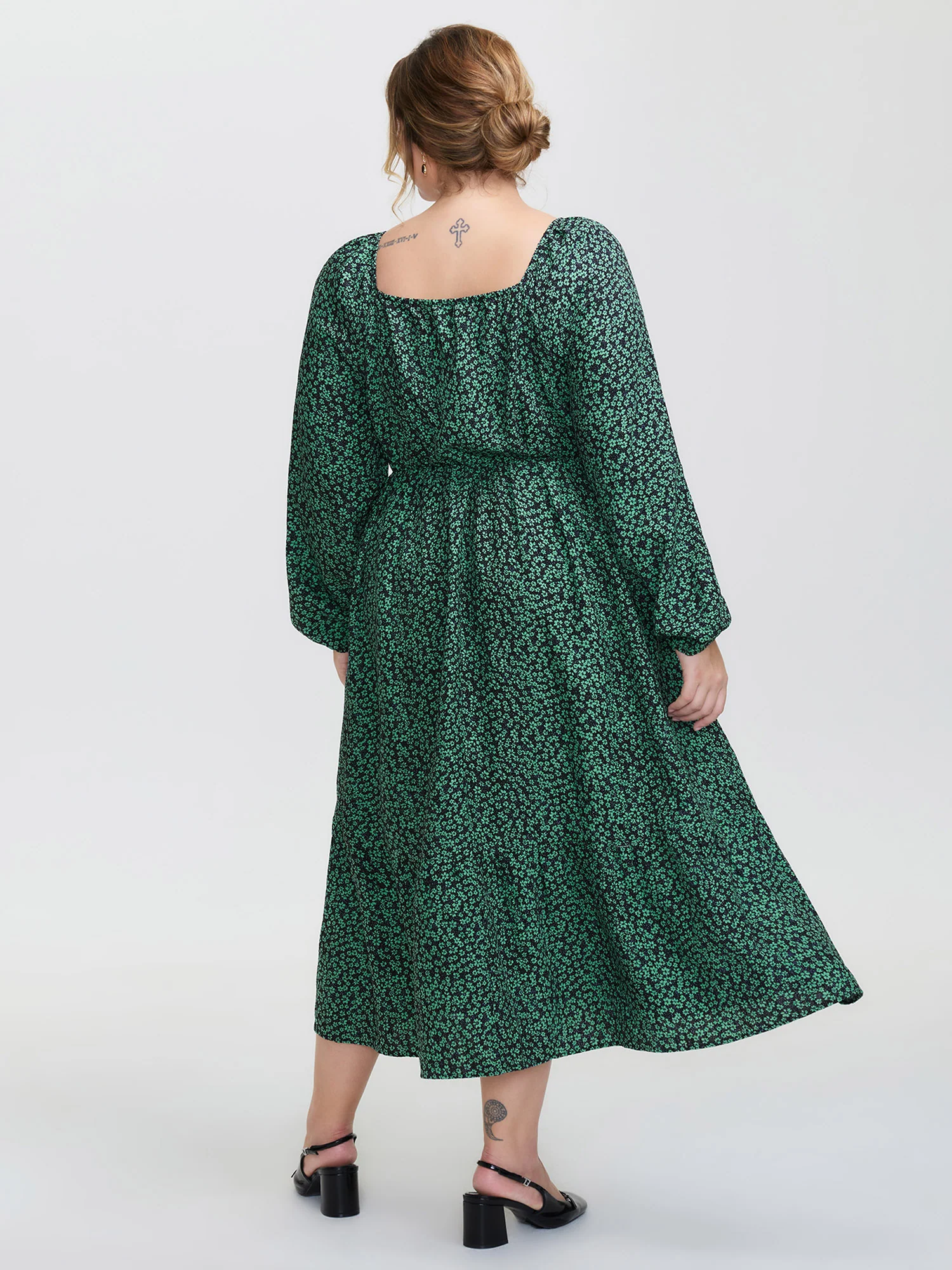 Floral Lace Trim Cinched-Waist Maxi Dress - Image 4