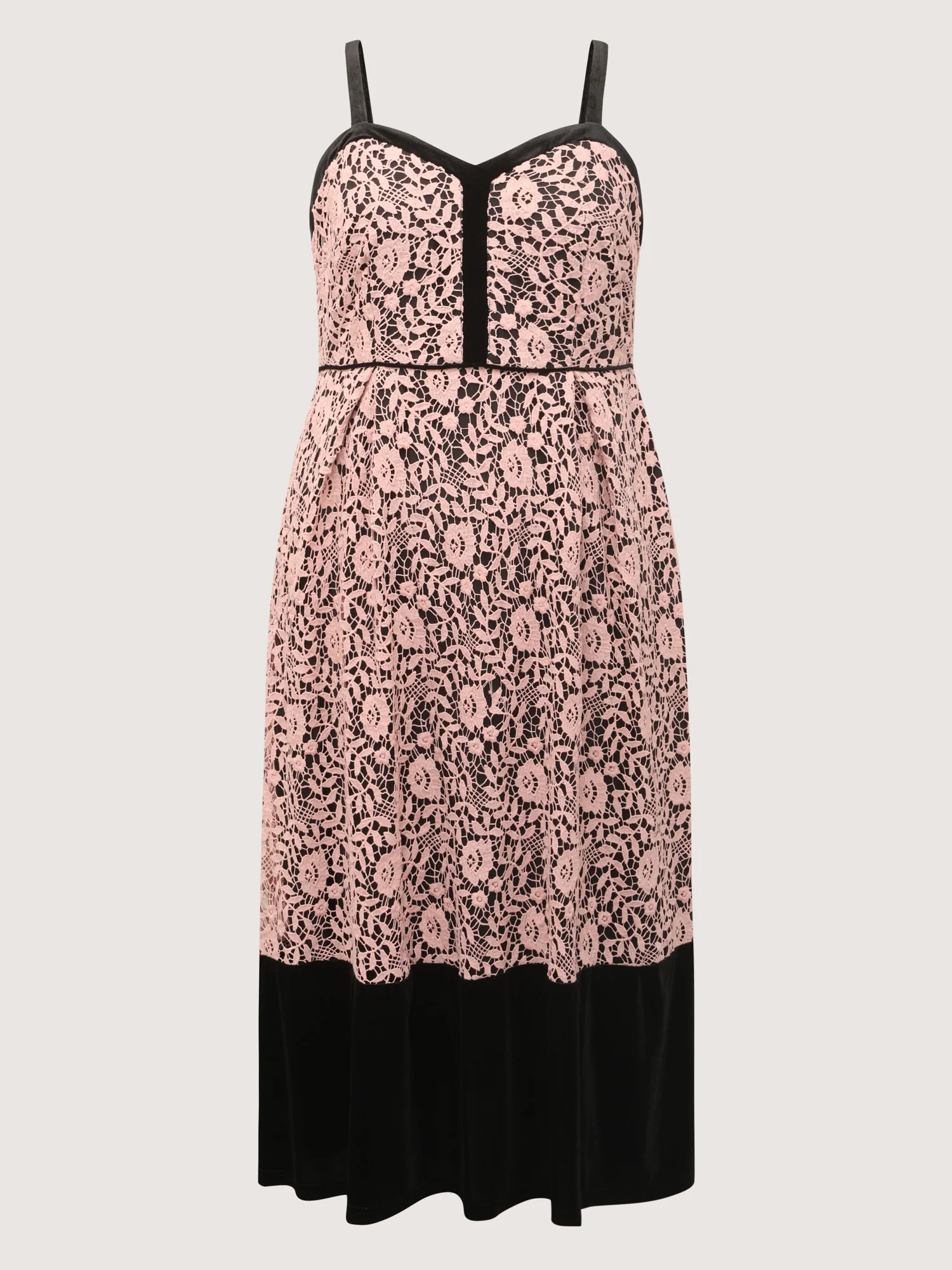Floral Lace Trim Color Contrast Maxi Dress - Image 7