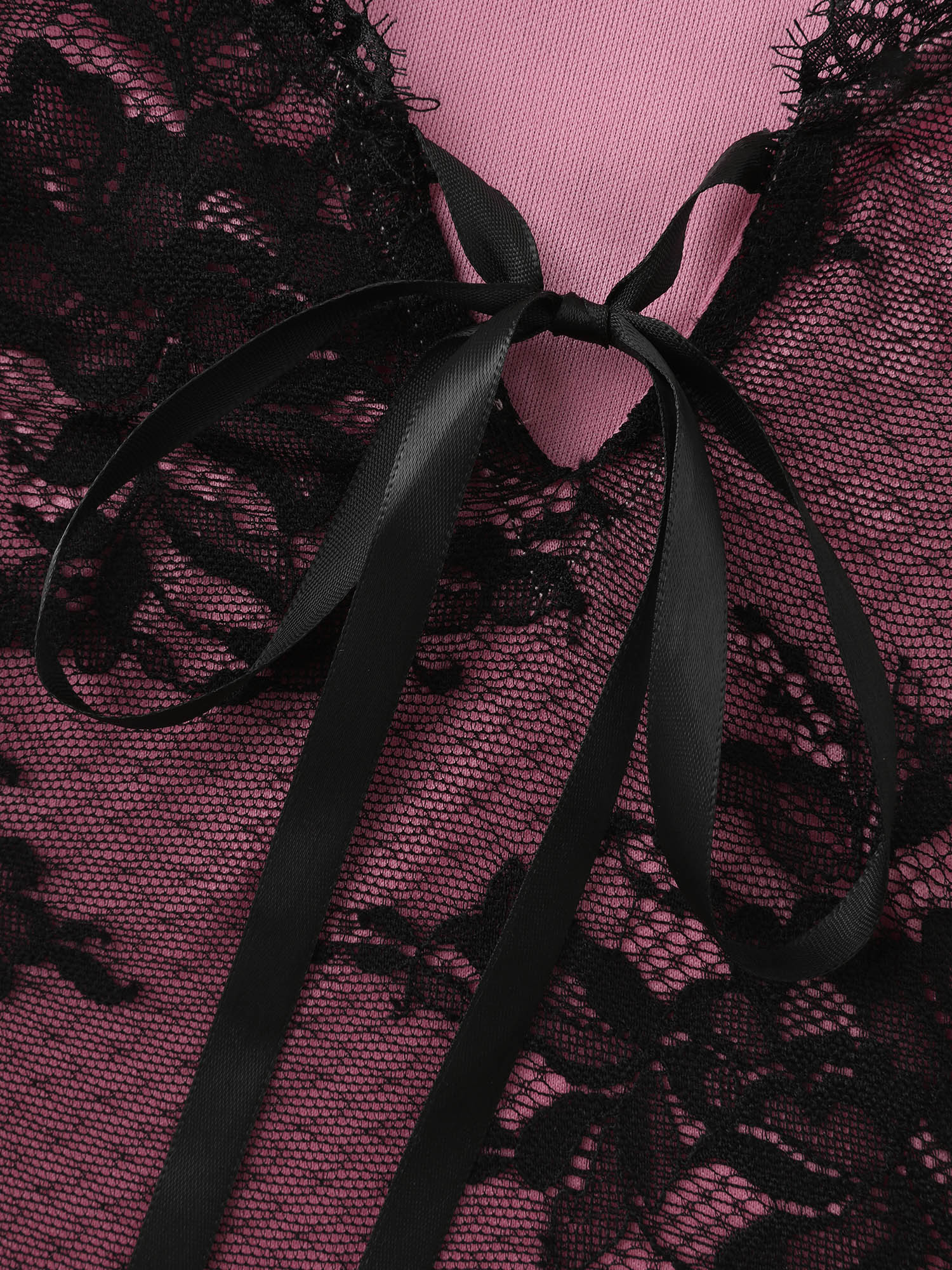 Floral Lace Trim Front-Tie Sleep Dress - Image 5
