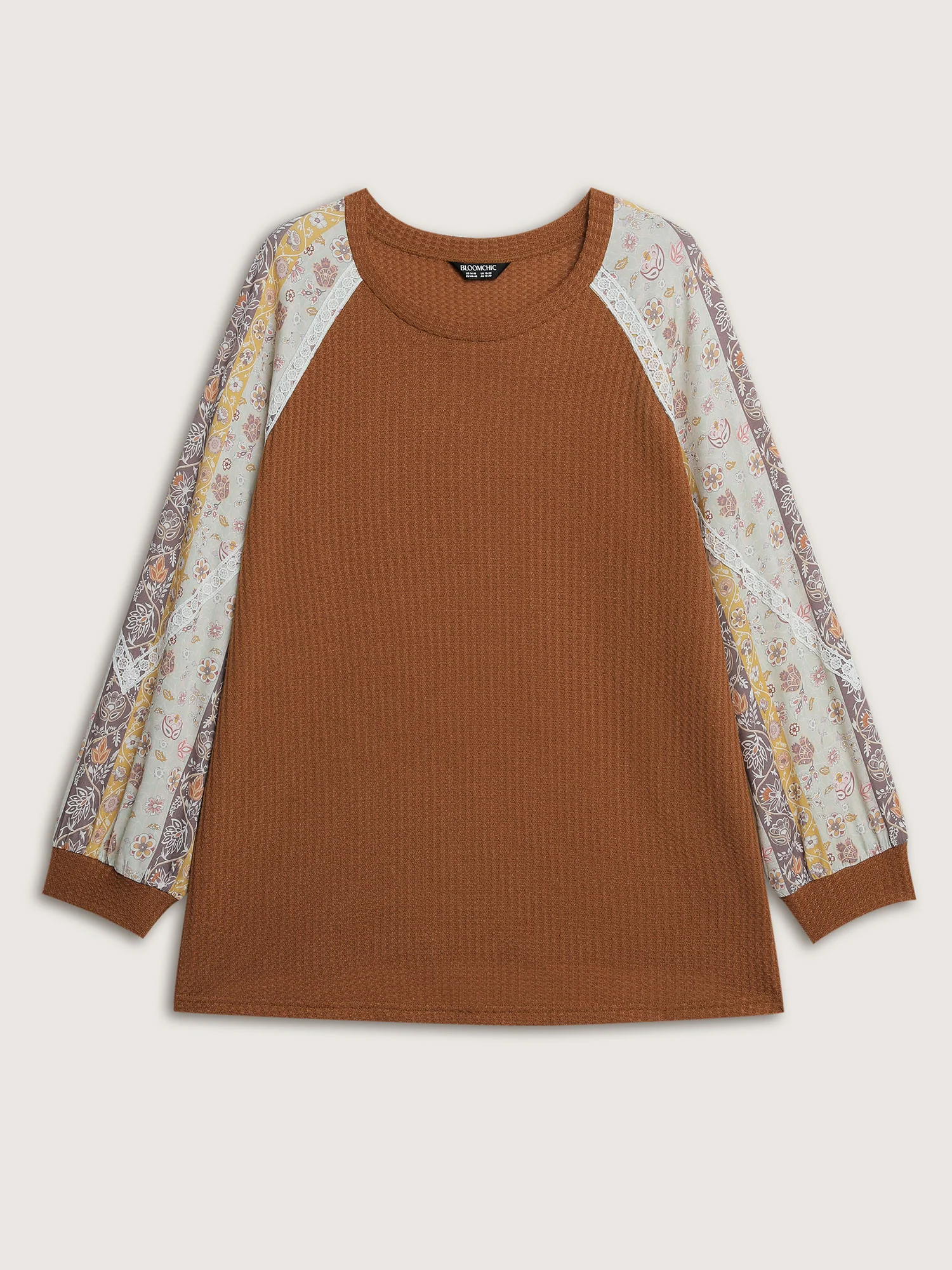 Floral Lace Trim Raglan Sleeve T-Shirt - Image 7