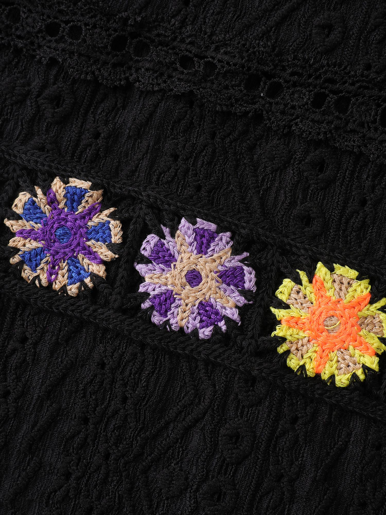 Floral Lace Trim Textured T-Shirt - Image 5