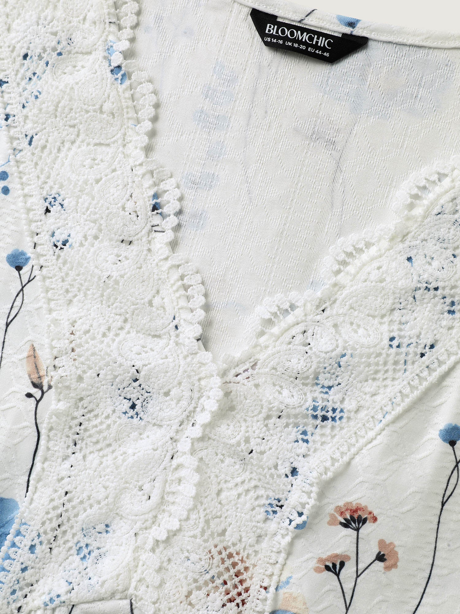 Floral Lace-Trimmed Textured Babydoll Top - Image 5