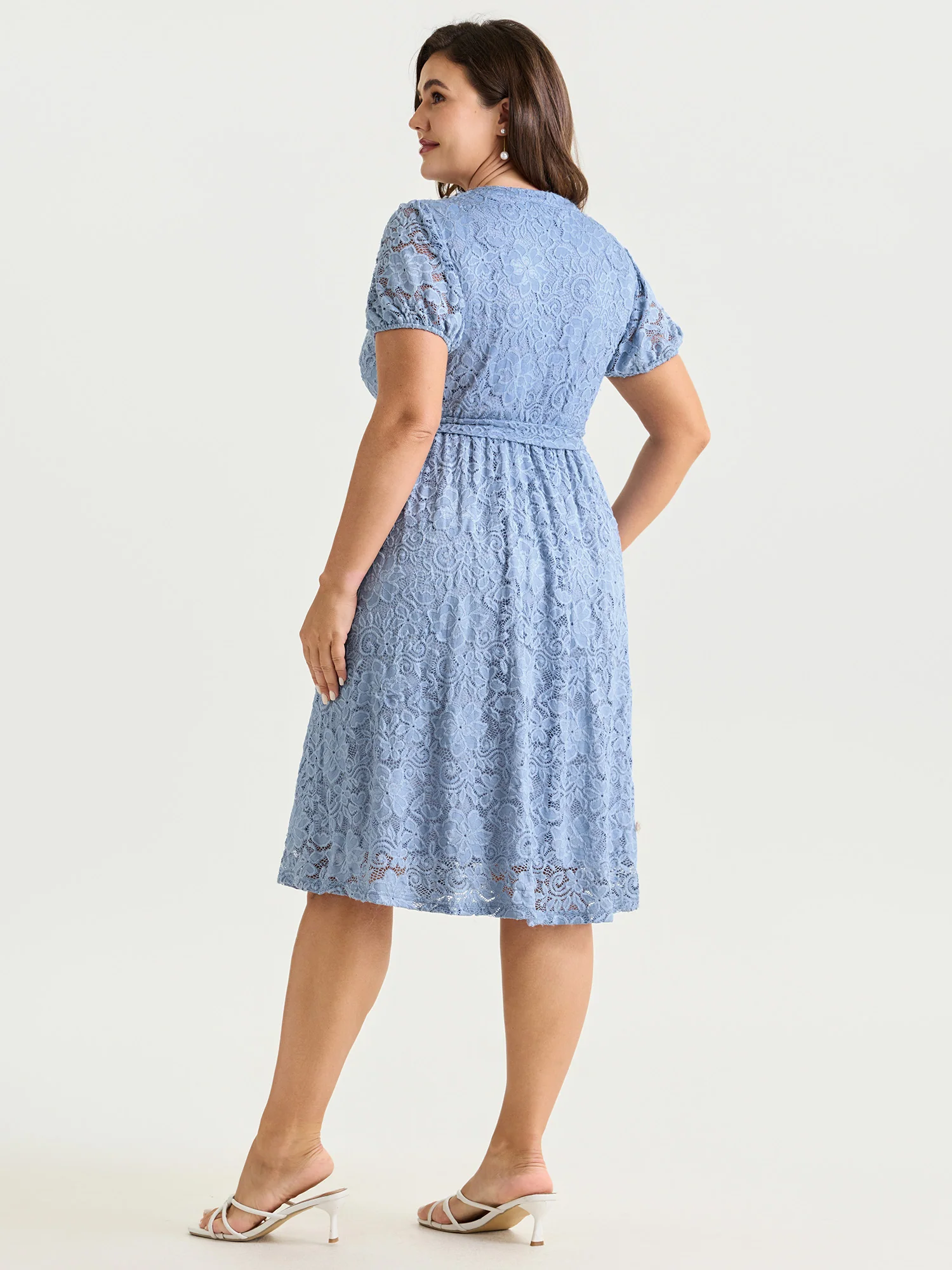 Floral Lace Waist-Tie Flowy Mini Dress - Image 4