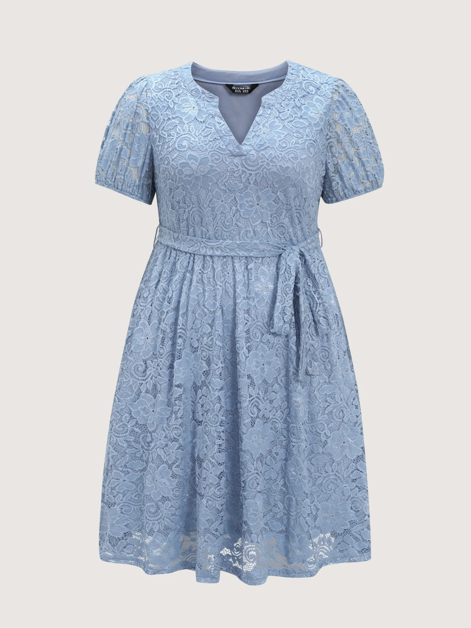 Floral Lace Waist-Tie Flowy Mini Dress - Image 7