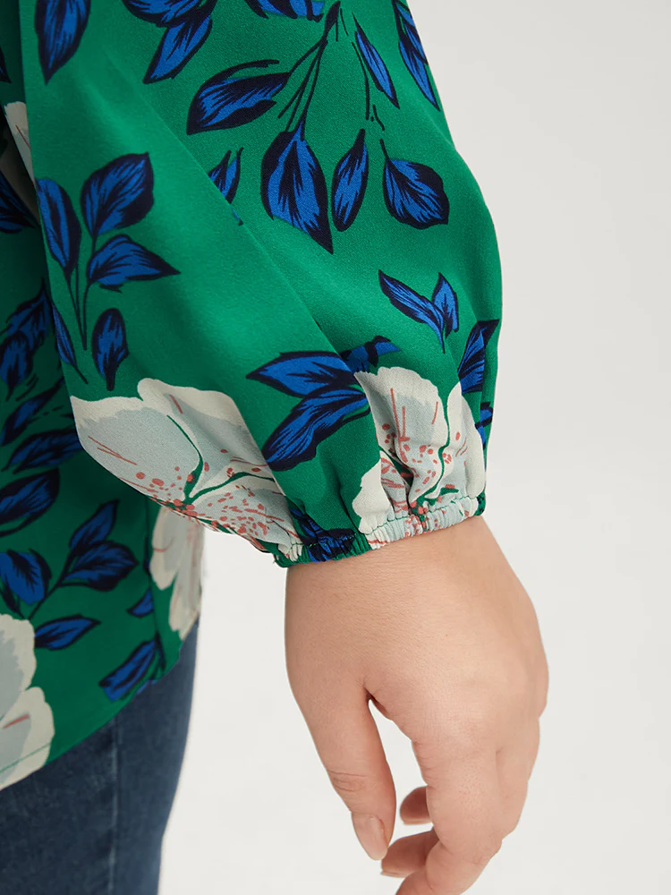Floral Lantern Sleeve Adjustable Straps One Shoulder Blouse - Image 6