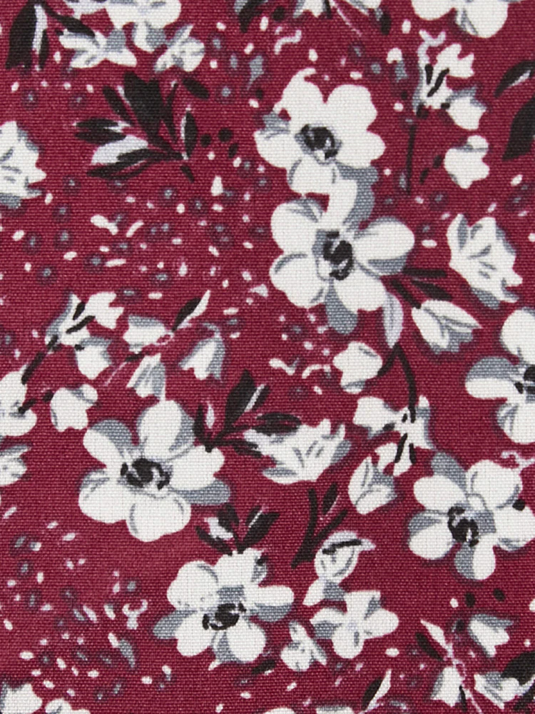 Floral Lantern Sleeve Arc Hem V Neck Blouse - Image 8