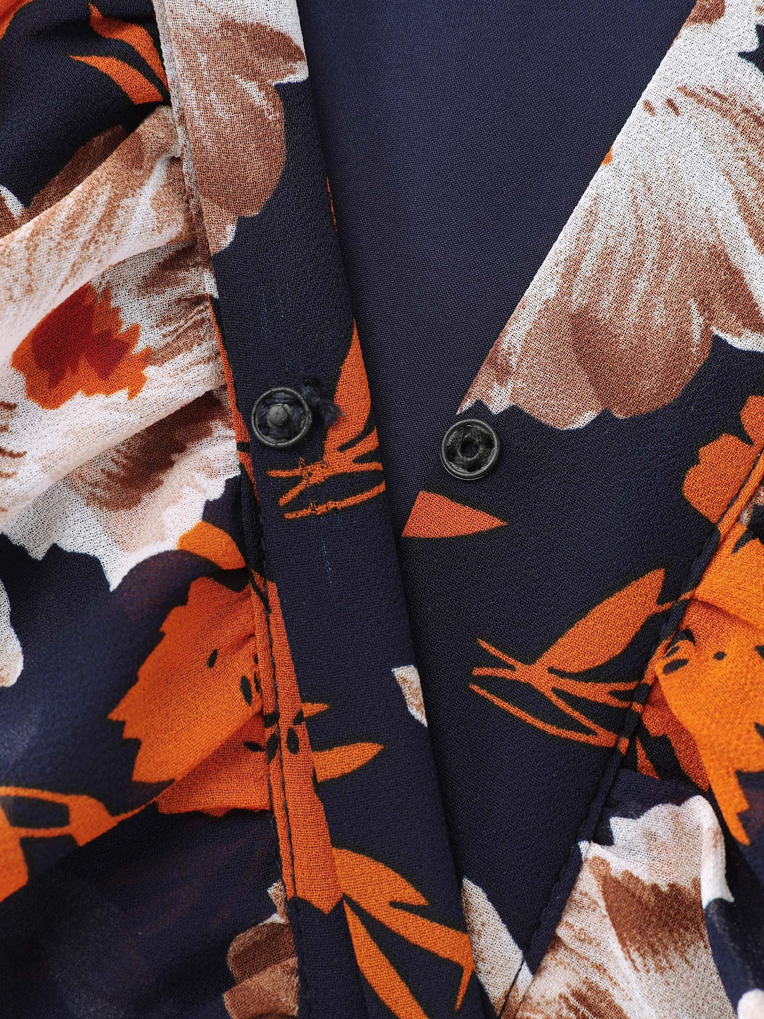 Floral Layered Hem Stretchy Waist Blouse - Image 5