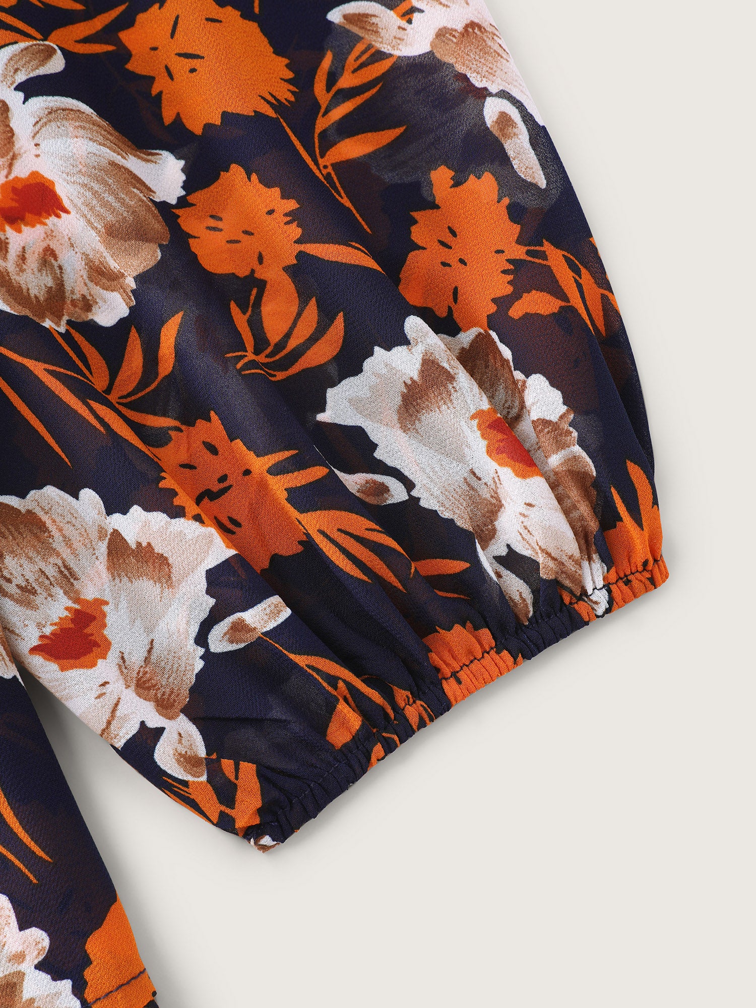 Floral Layered Hem Stretchy Waist Blouse - Image 6