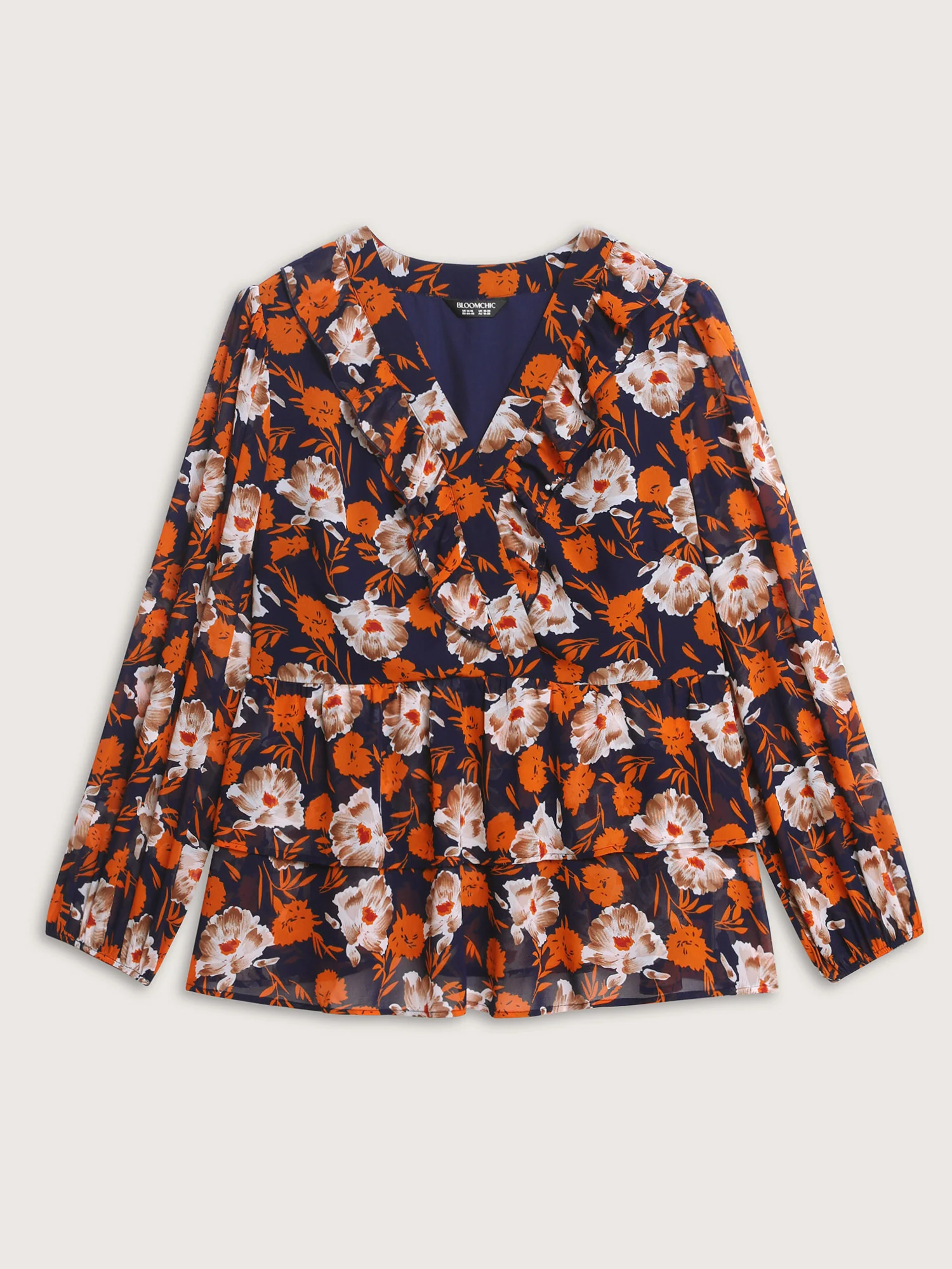 Floral Layered Hem Stretchy Waist Blouse - Image 7