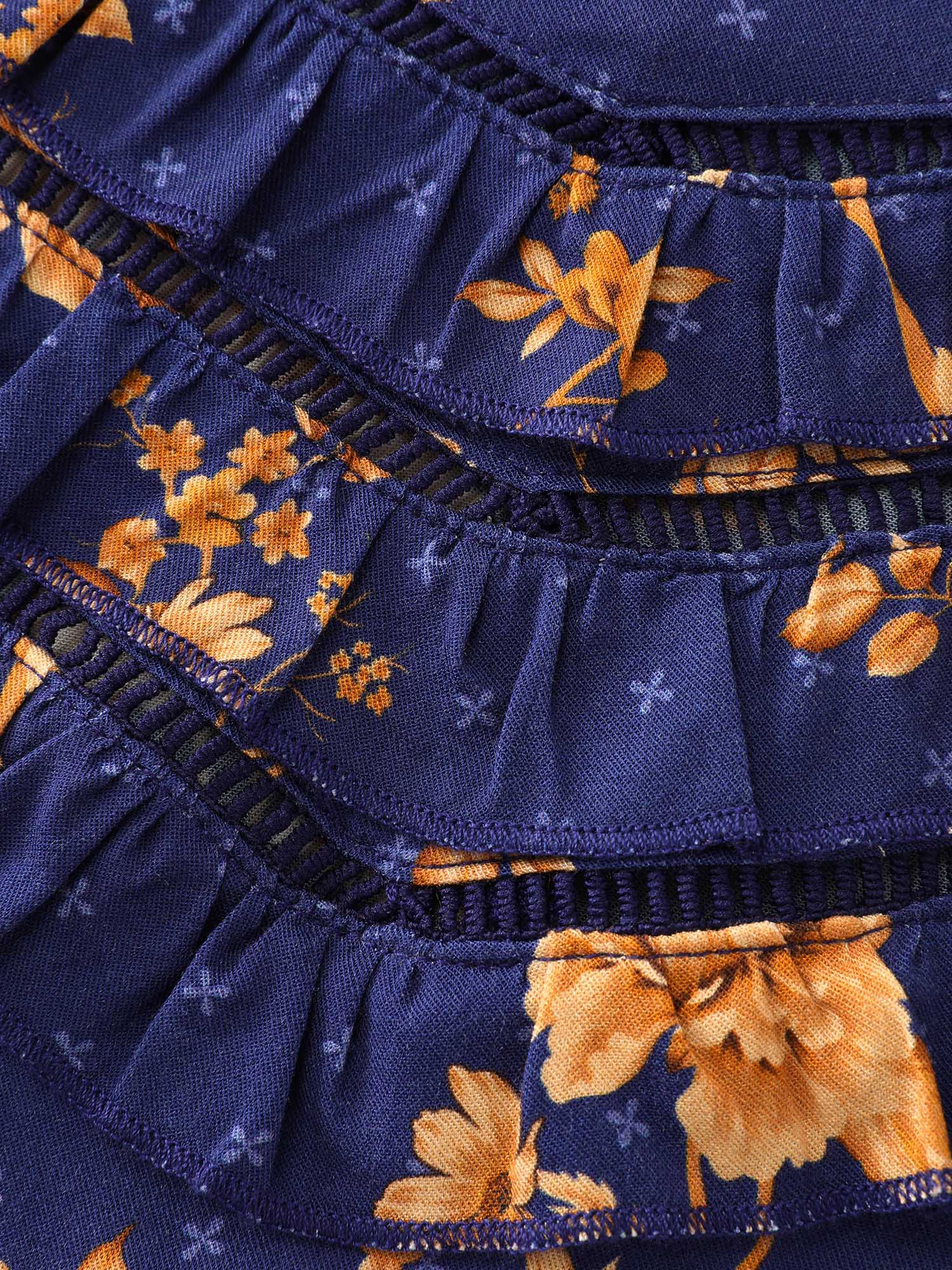 Floral Layered Ruffled Neckline Blouse - Image 5