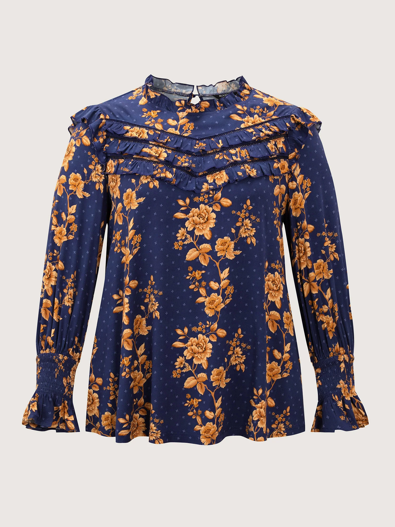 Floral Layered Ruffled Neckline Blouse - Image 7