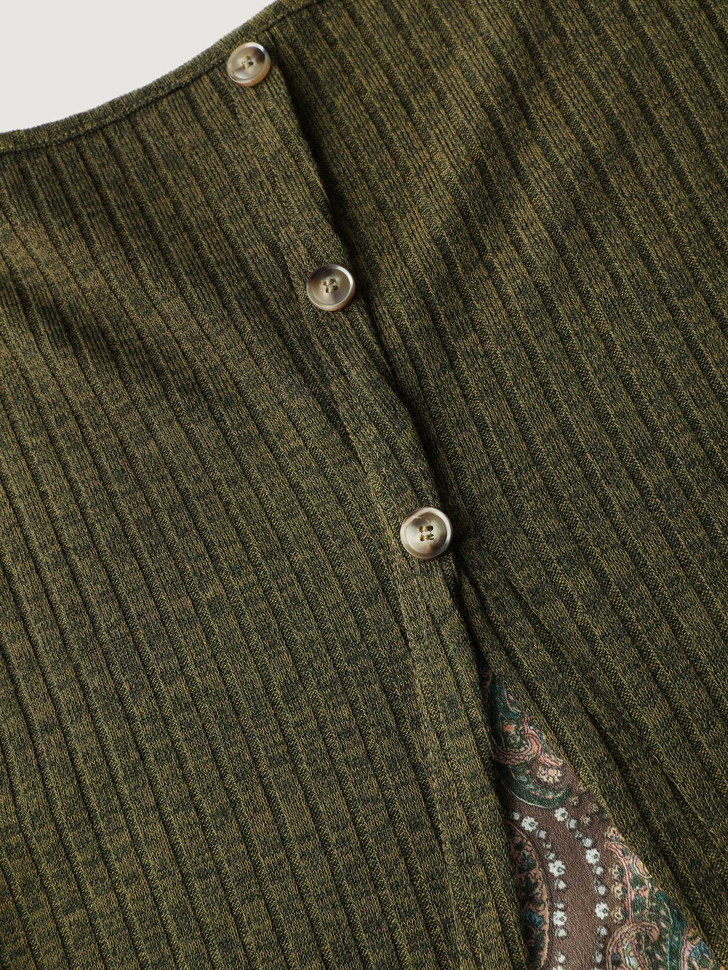 Floral Layered Slit Button Detail T-Shirt - Image 7