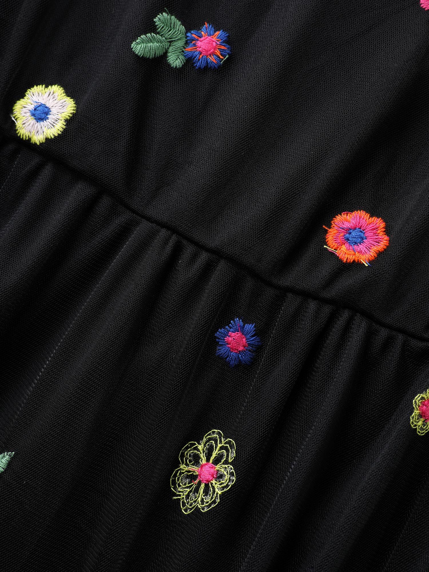 Floral Mesh Embroidery Babydoll Blouse - Image 6