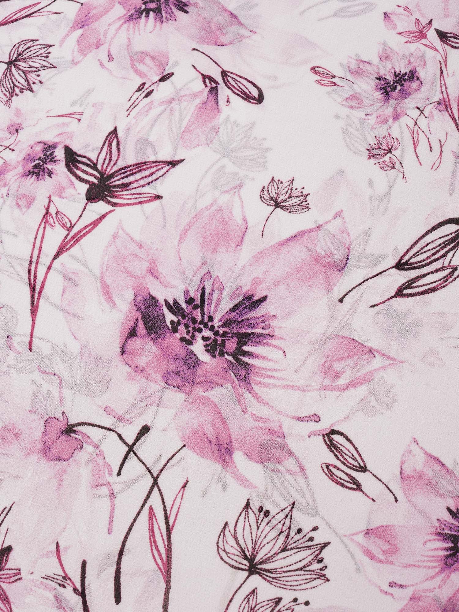 Floral Mesh Split Side Asymmetrical Hem Kimono - Image 5