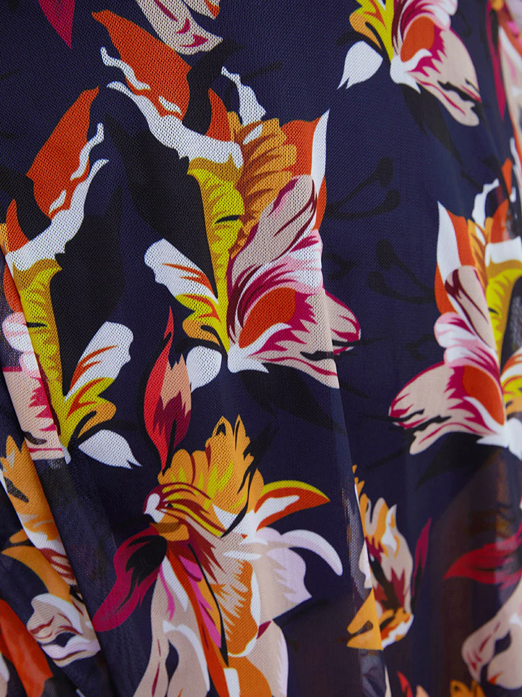 Floral Mesh Surplice Neck Ruffles Swim Dress - Image 9