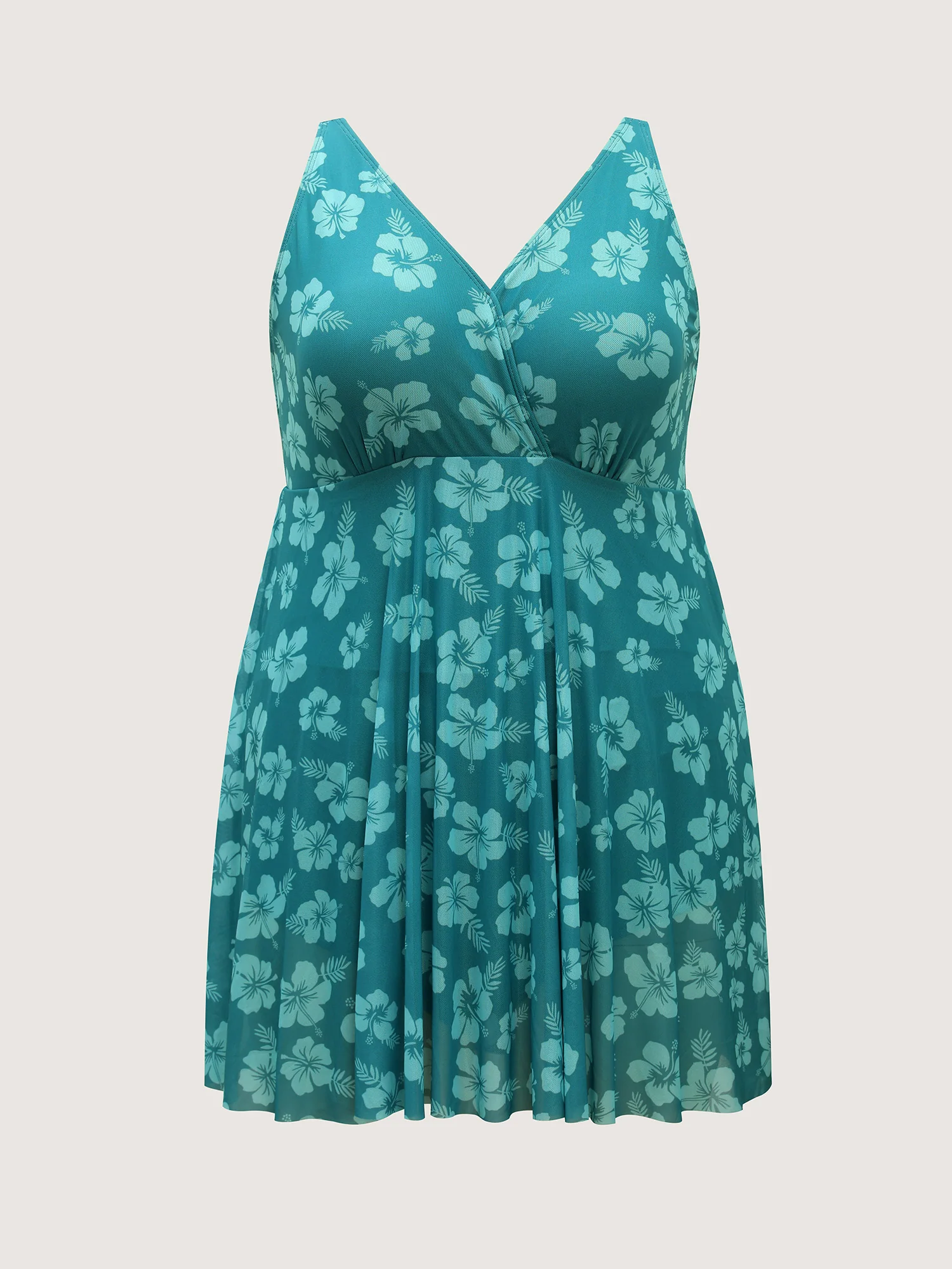 Floral Mesh Surplice Swim Dress - Image 5