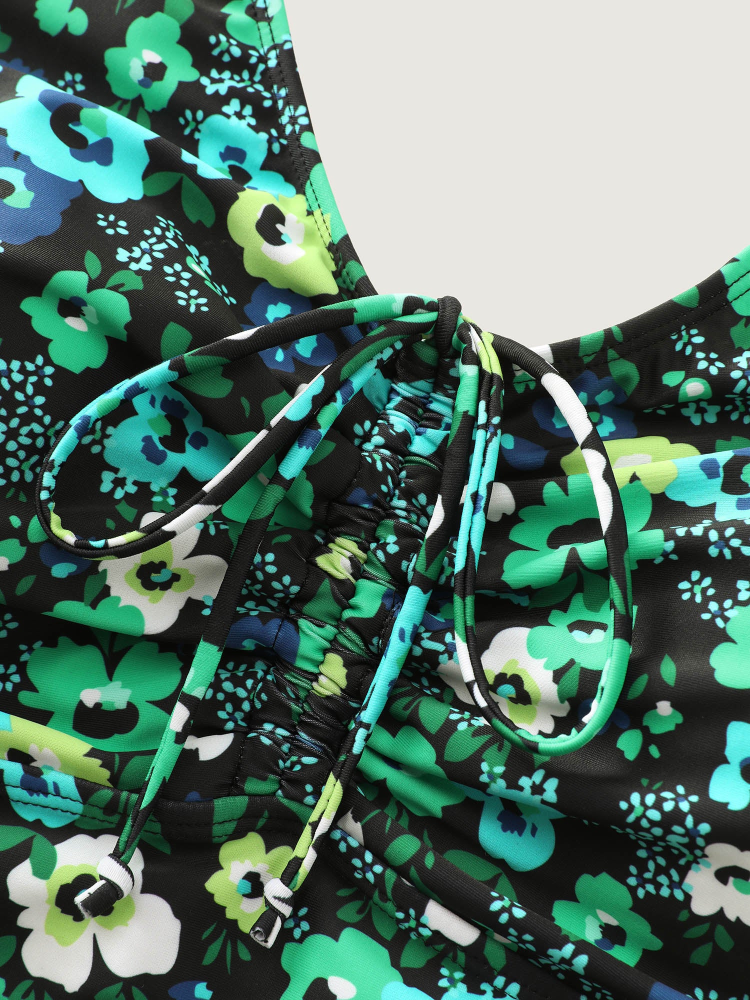 Floral Mesh Tie Front Swim Dress - Image 11