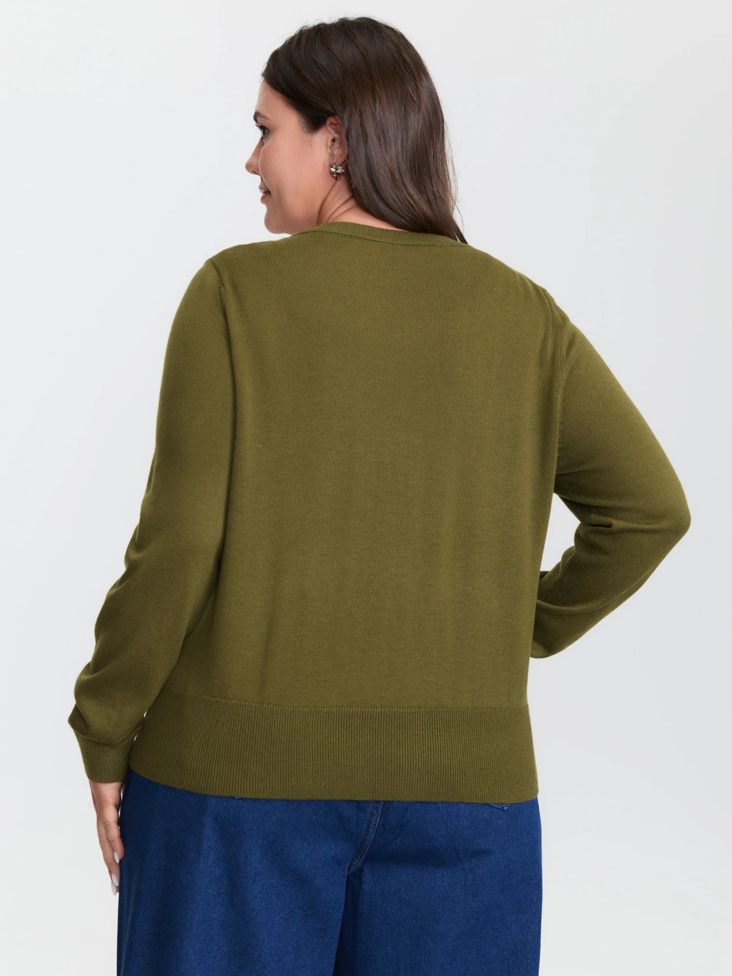 Floral Metal Buttons Wool Blend Knit Cardigan - Image 4