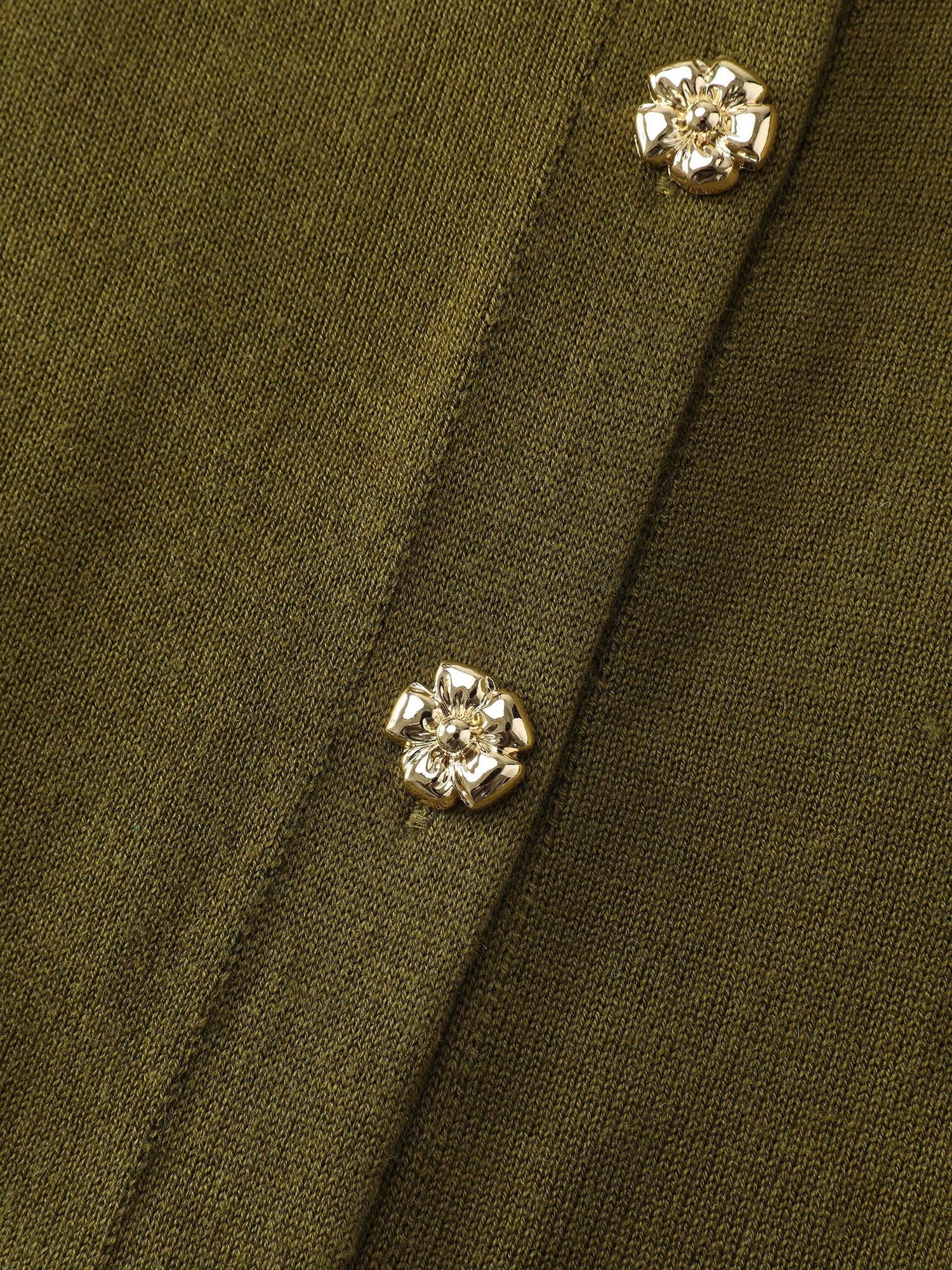 Floral Metal Buttons Wool Blend Knit Cardigan - Image 6