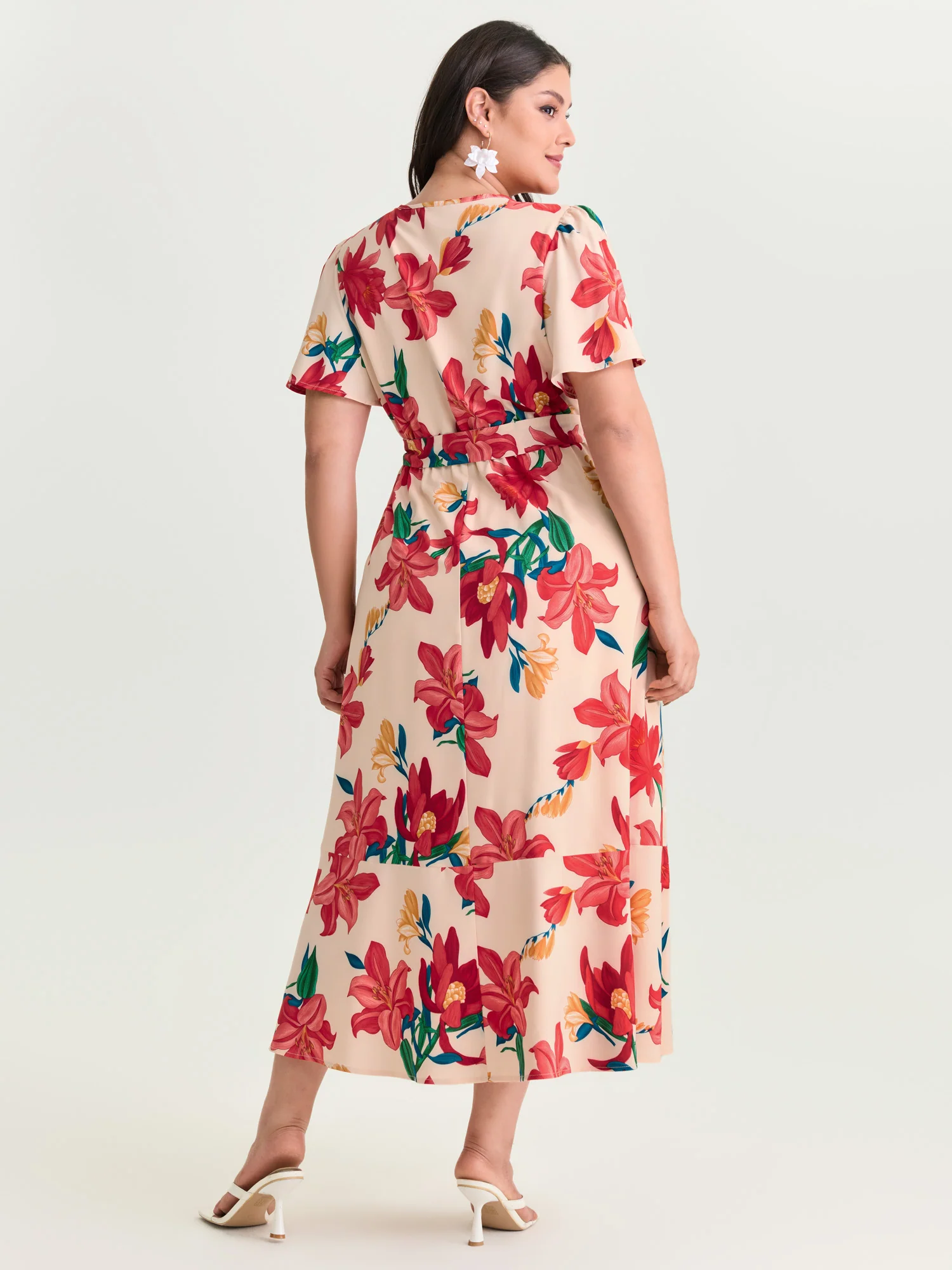 Floral Mix Wrap Neck-Tie Maxi Dress - Image 3