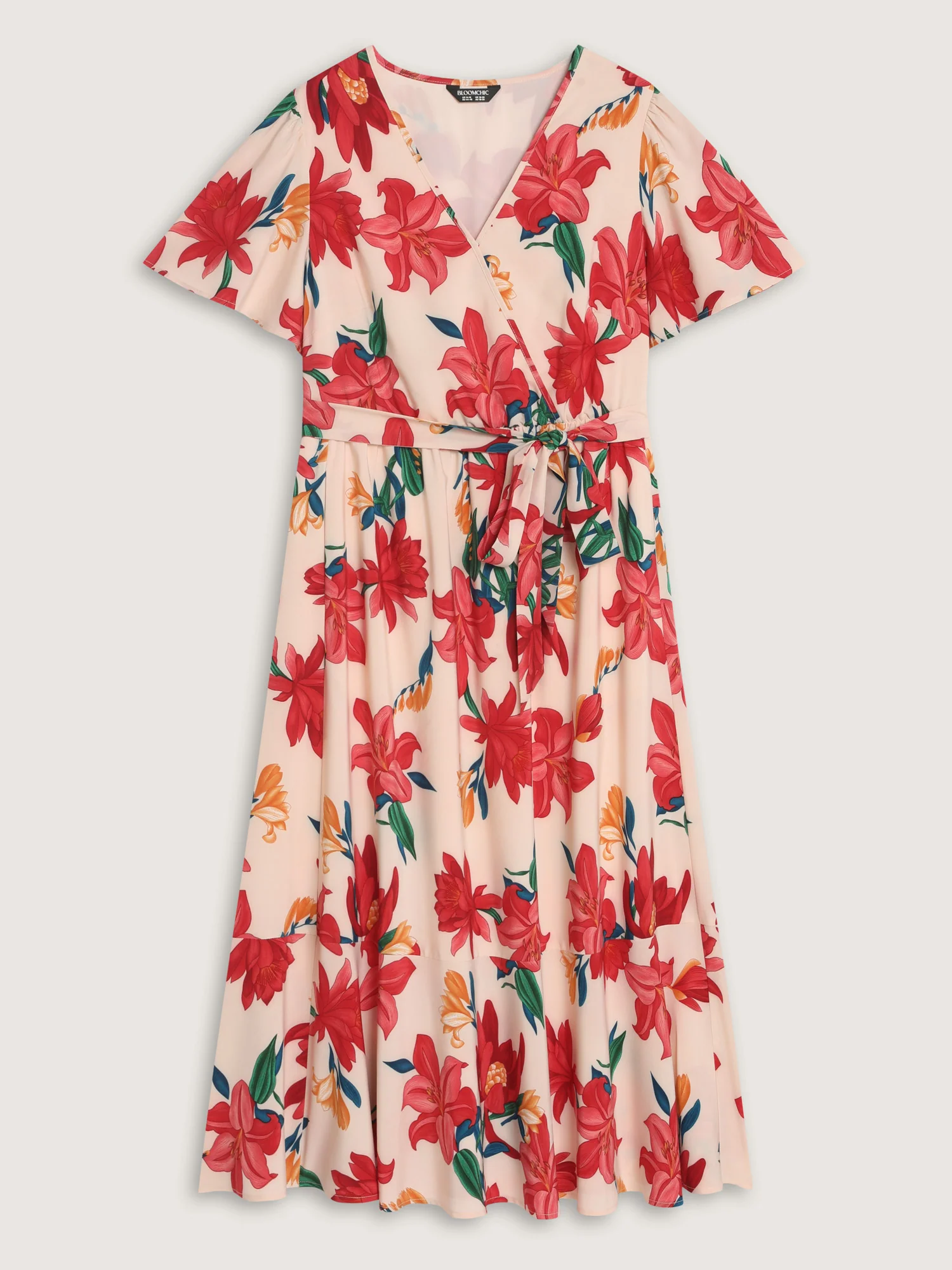 Floral Mix Wrap Neck-Tie Maxi Dress - Image 6